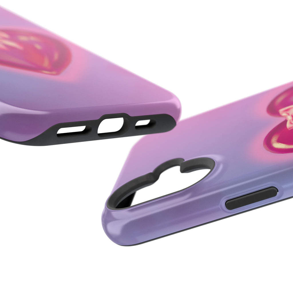 Magnetic Impact-Resistant Case — Pink Shiny Heart Phone Cover