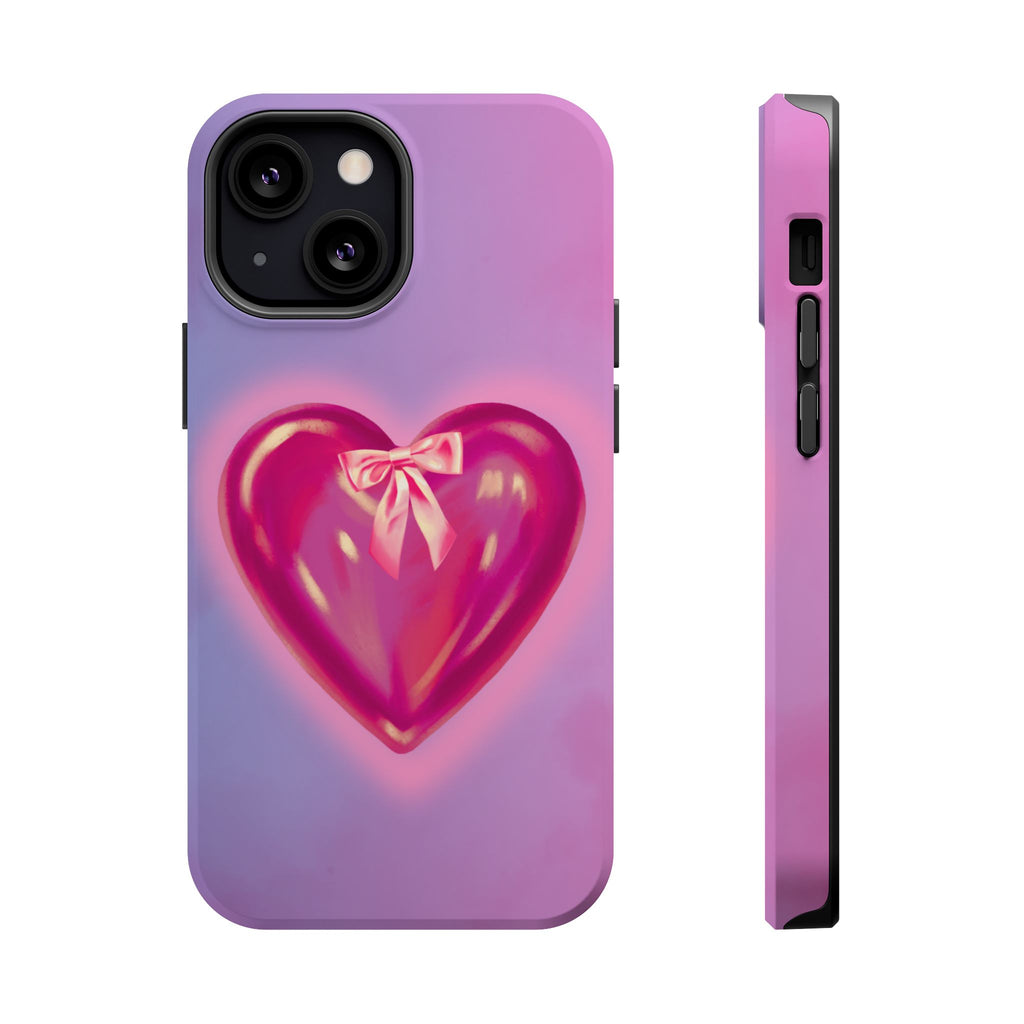 Magnetic Impact-Resistant Case — Pink Shiny Heart Phone Cover