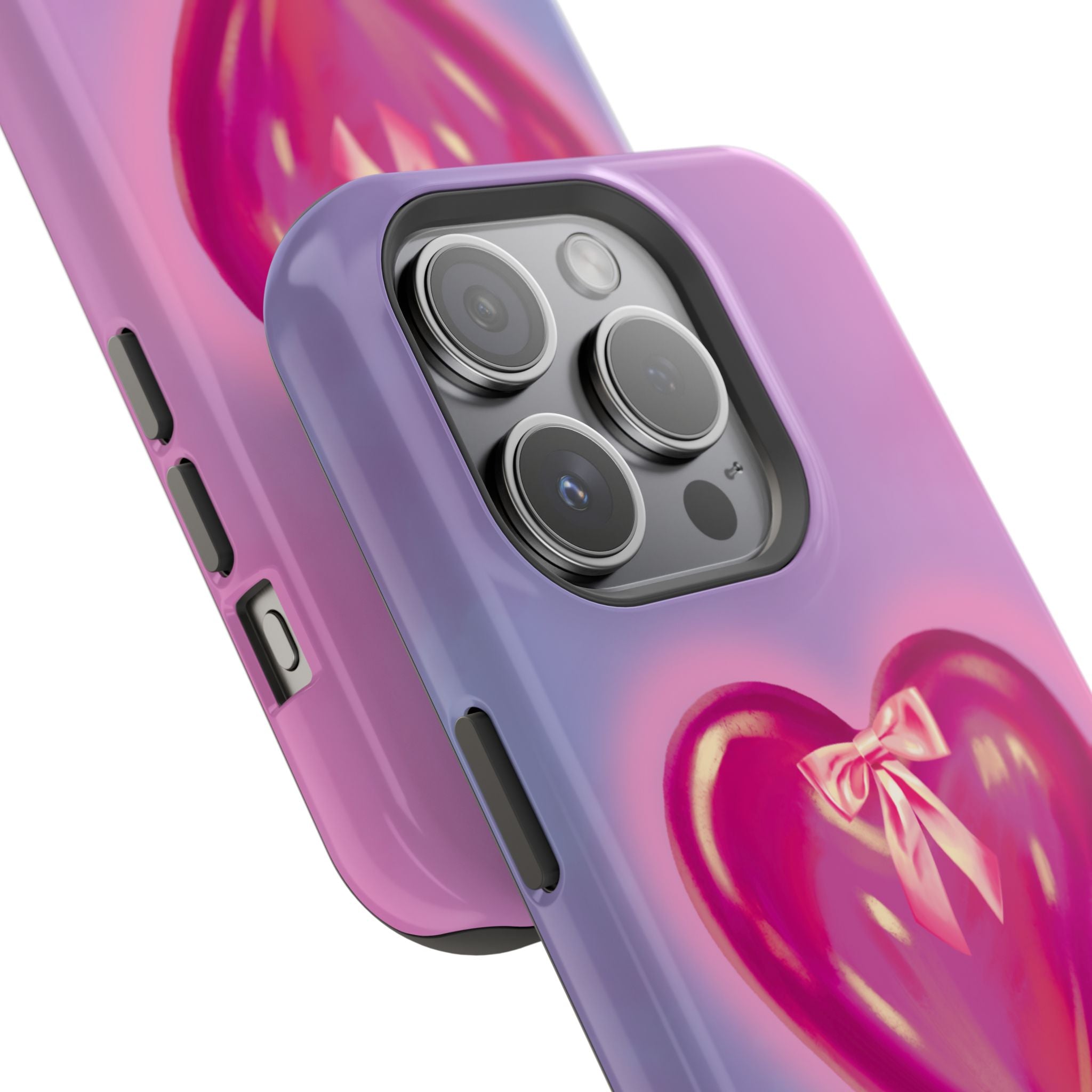 Magnetic Impact-Resistant Case — Pink Shiny Heart Phone Cover