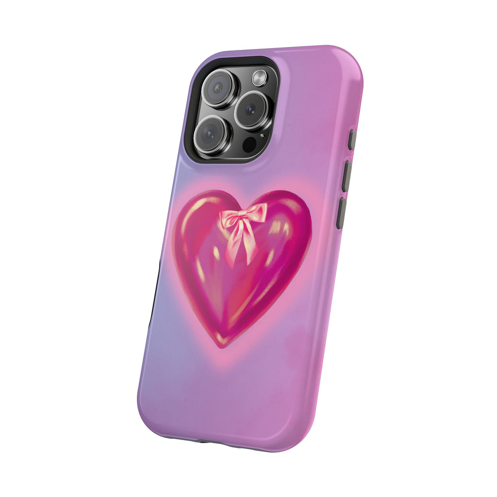 Magnetic Impact-Resistant Case — Pink Shiny Heart Phone Cover