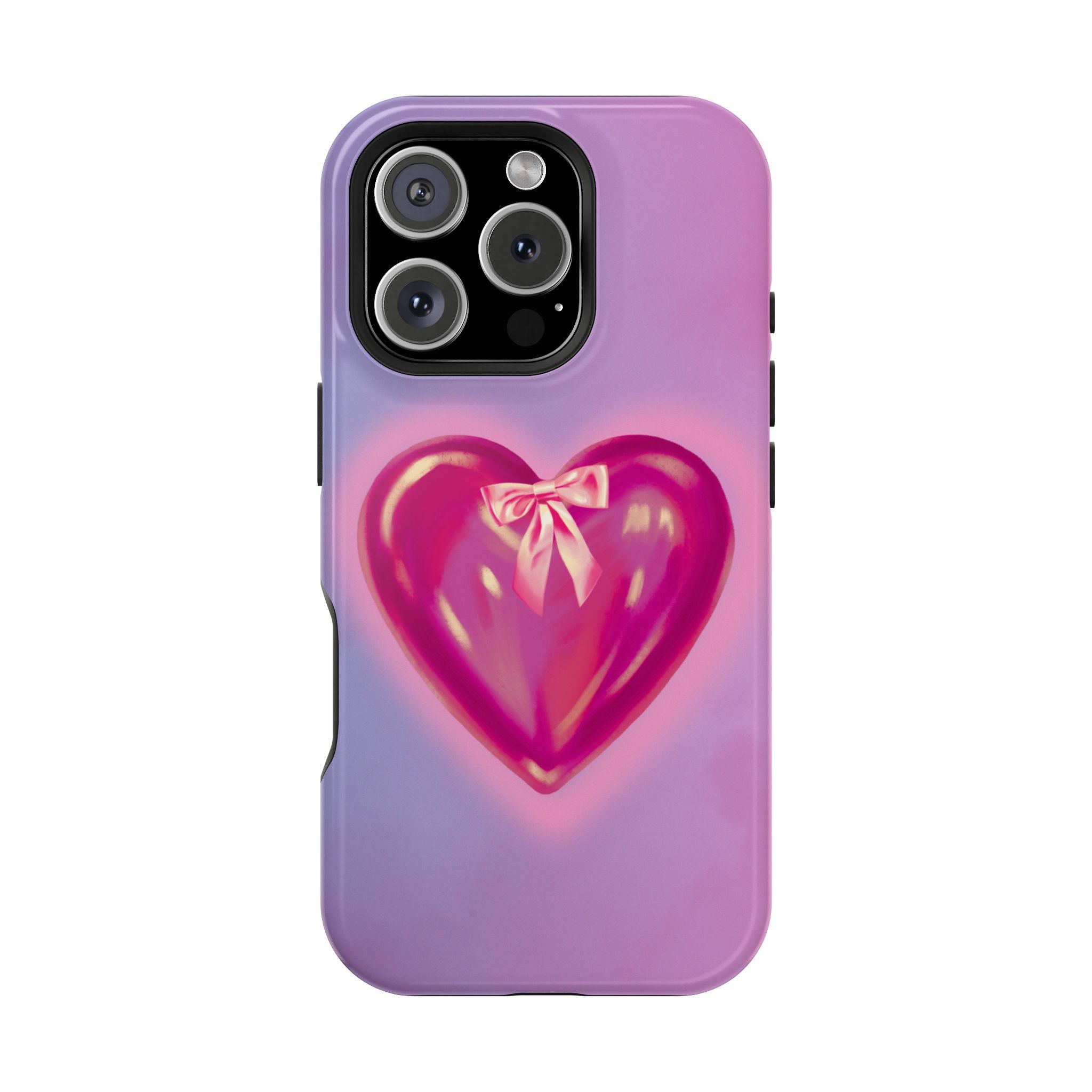Magnetic Impact-Resistant Case — Pink Shiny Heart Phone Cover