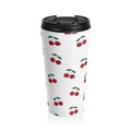 Cherry Pattern Stainless Steel Travel Mug — Retro Red Cherry Drink Tumbler