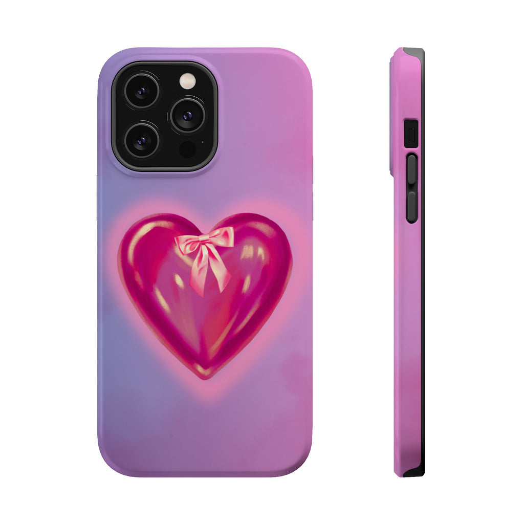 Magnetic Impact-Resistant Case — Pink Shiny Heart Phone Cover