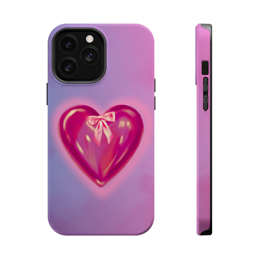 Magnetic Impact-Resistant Case — Pink Shiny Heart Phone Cover