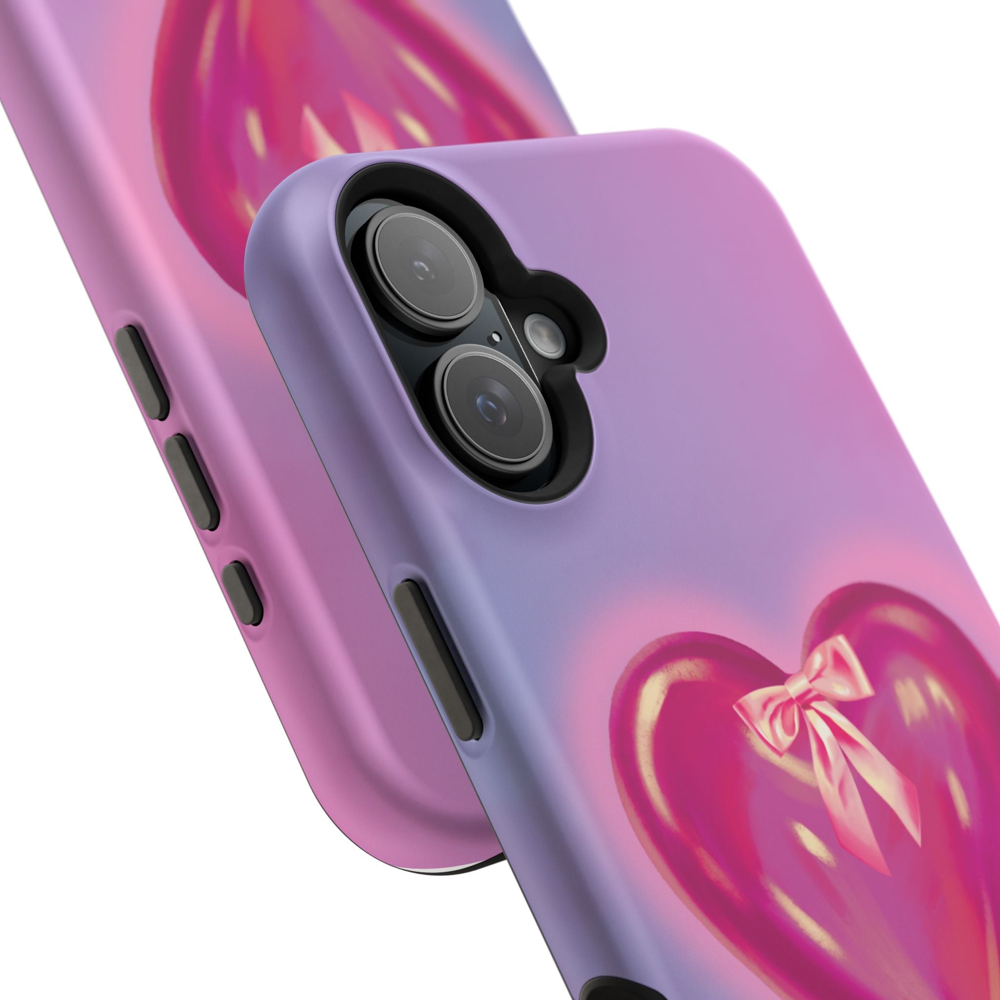 Magnetic Impact-Resistant Case — Pink Shiny Heart Phone Cover