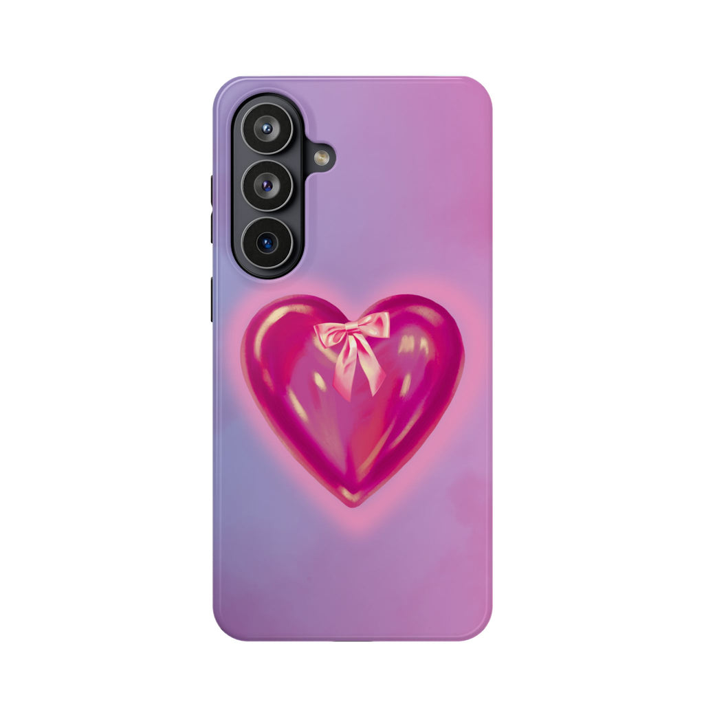 Magnetic Impact-Resistant Case — Pink Shiny Heart Phone Cover