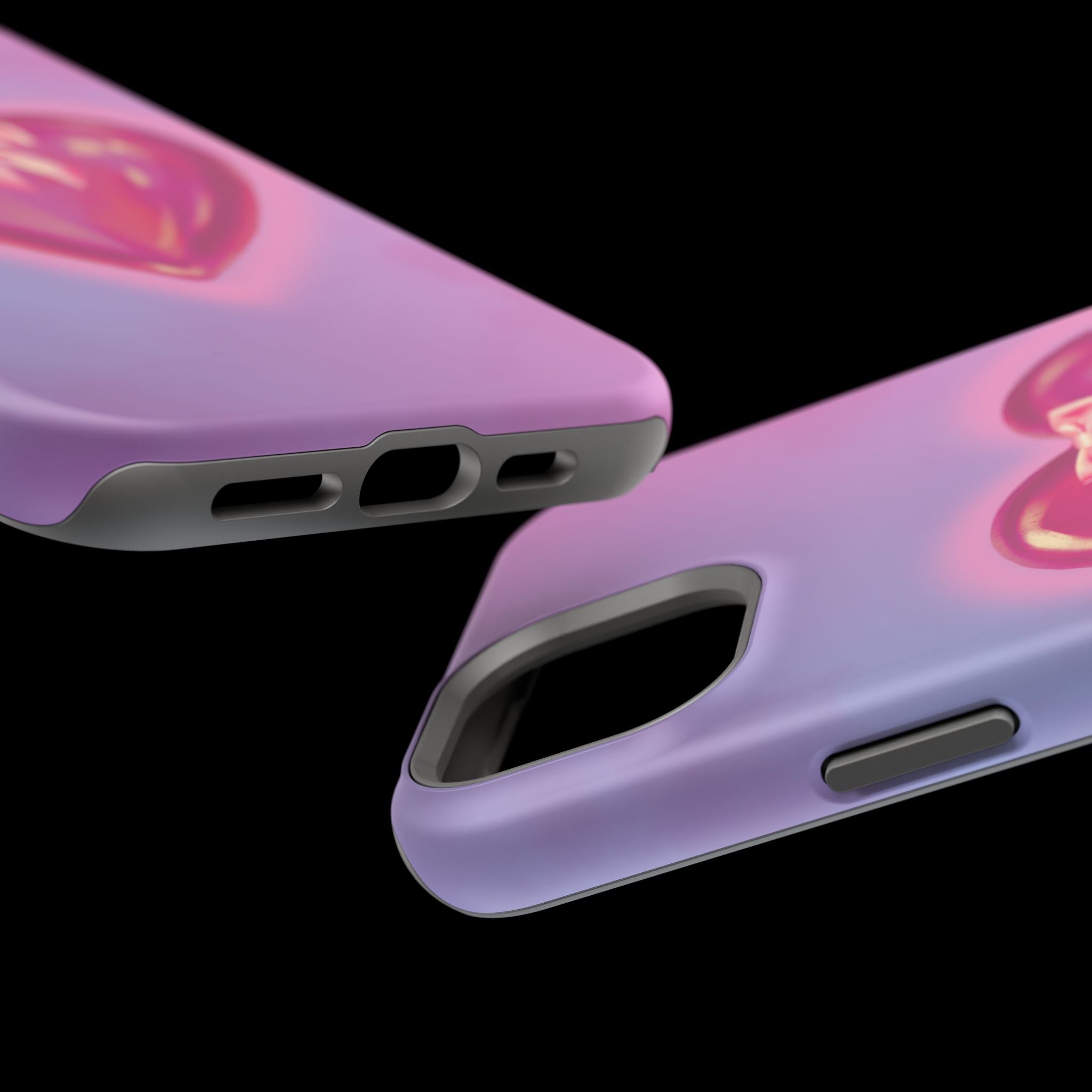 Magnetic Impact-Resistant Case — Pink Shiny Heart Phone Cover