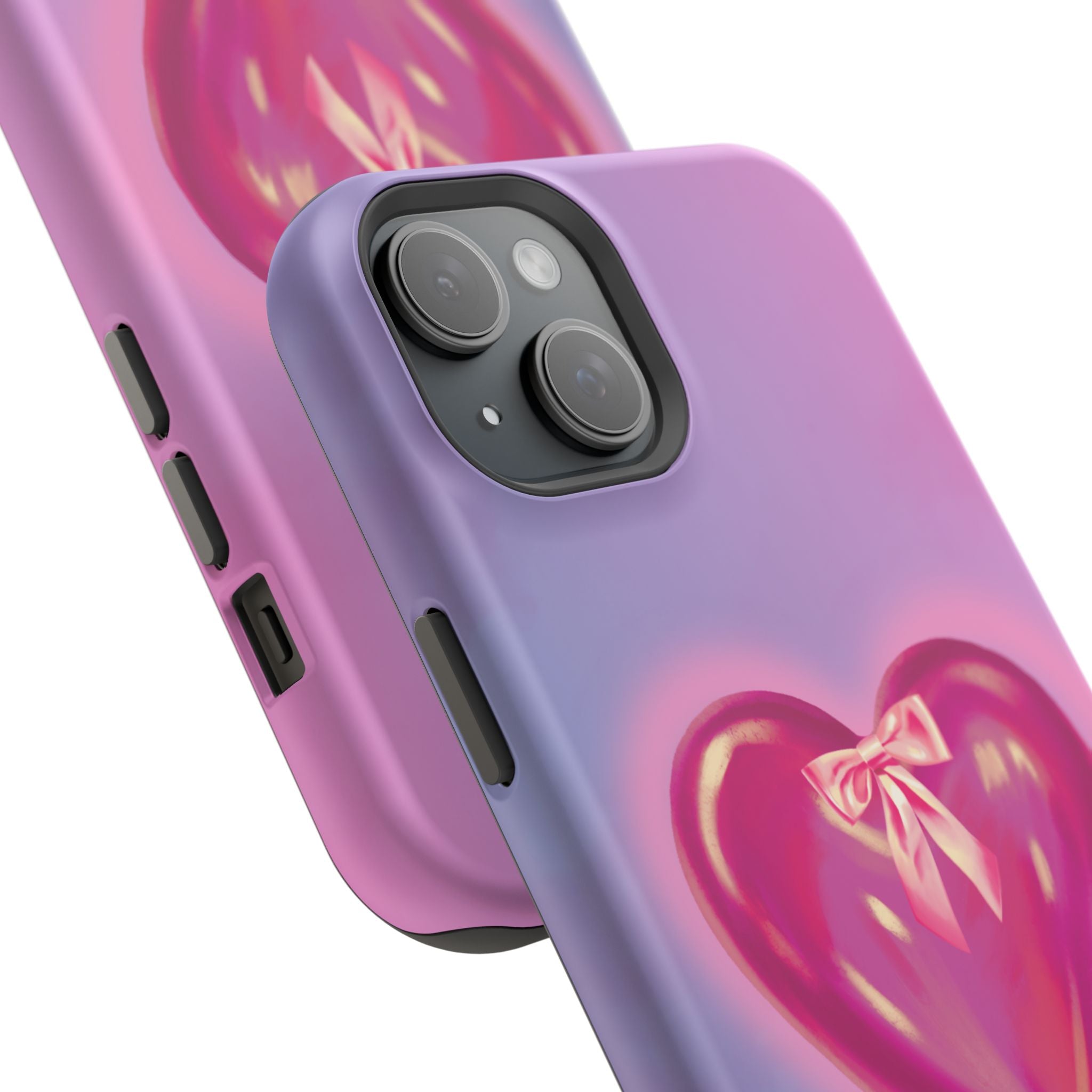 Magnetic Impact-Resistant Case — Pink Shiny Heart Phone Cover