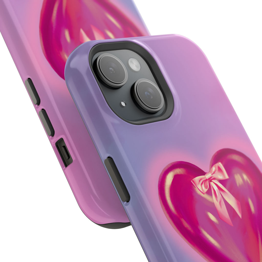 Magnetic Impact-Resistant Case — Pink Shiny Heart Phone Cover