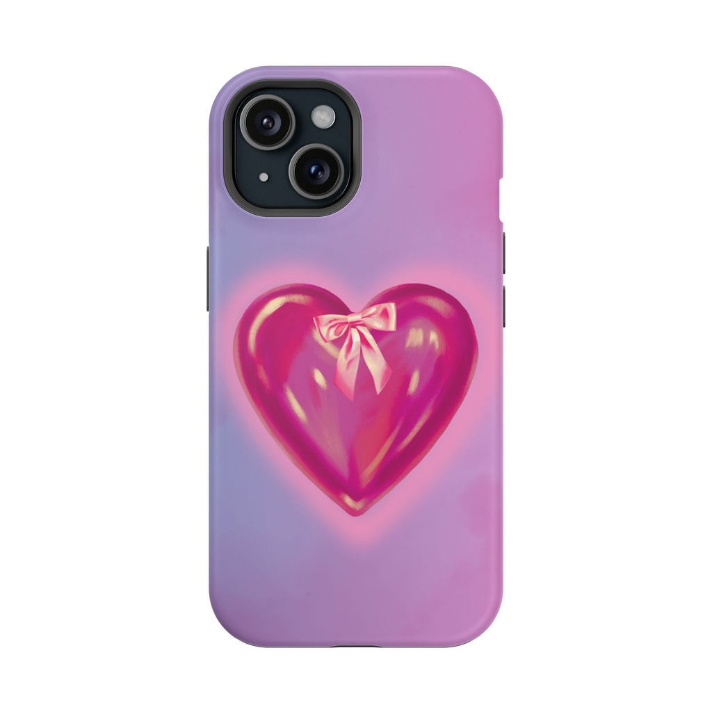 Magnetic Impact-Resistant Case — Pink Shiny Heart Phone Cover