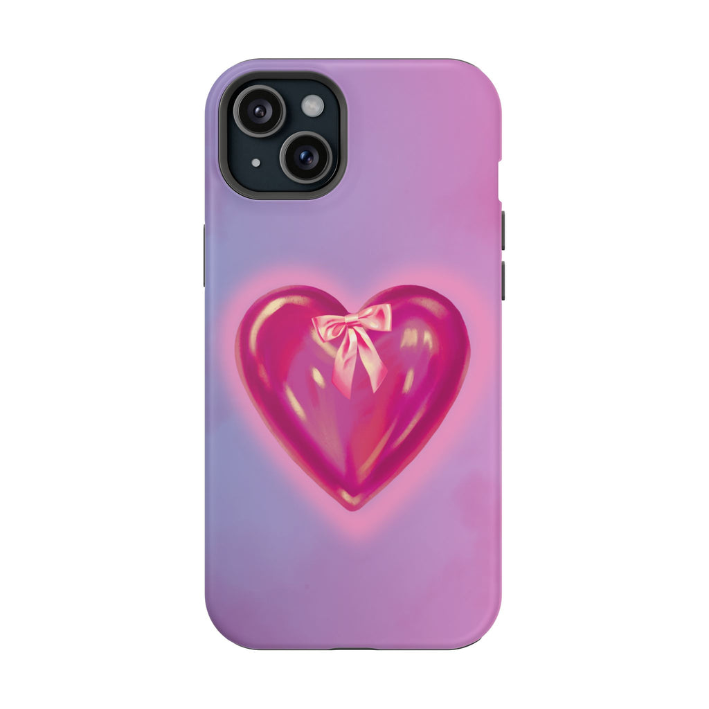 Magnetic Impact-Resistant Case — Pink Shiny Heart Phone Cover