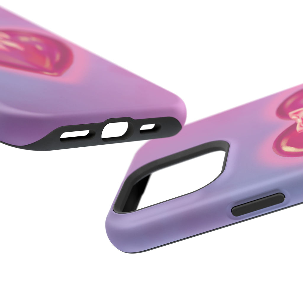 Magnetic Impact-Resistant Case — Pink Shiny Heart Phone Cover