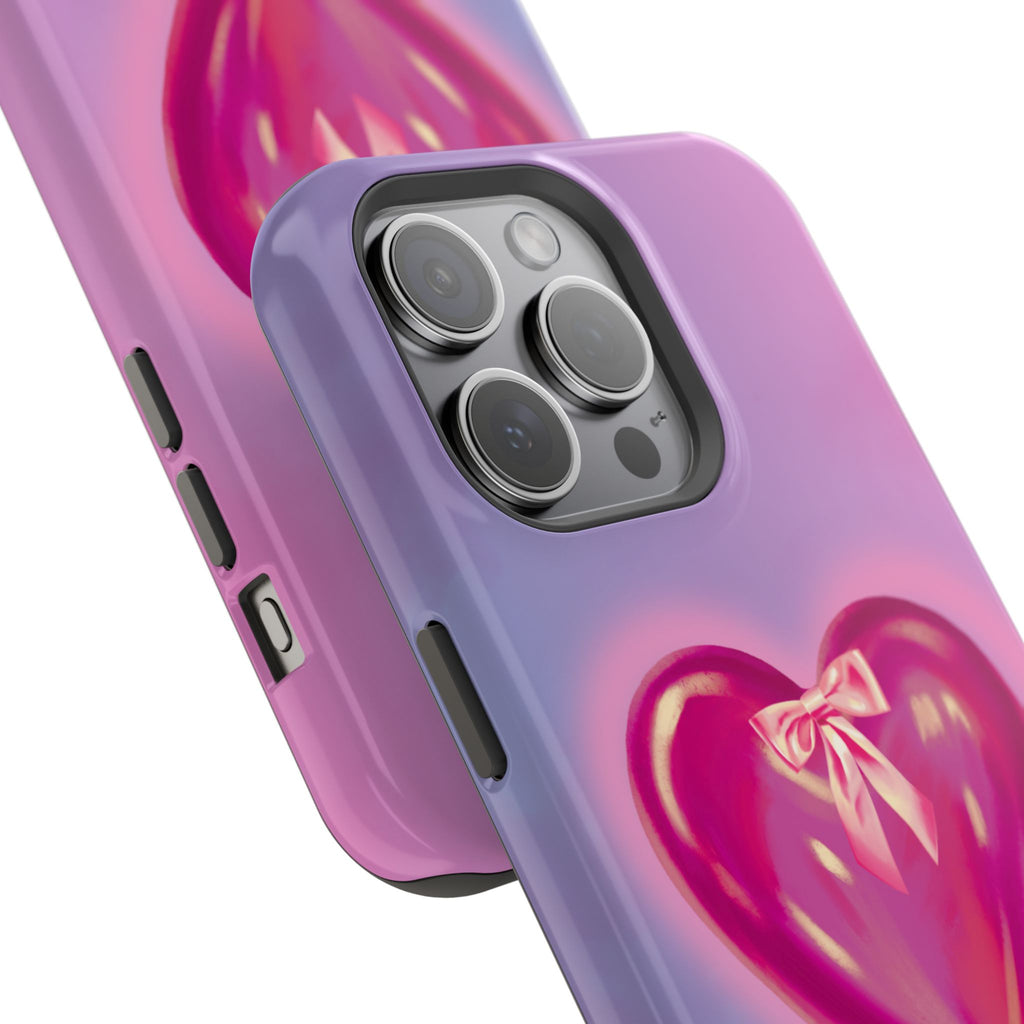 Magnetic Impact-Resistant Case — Pink Shiny Heart Phone Cover