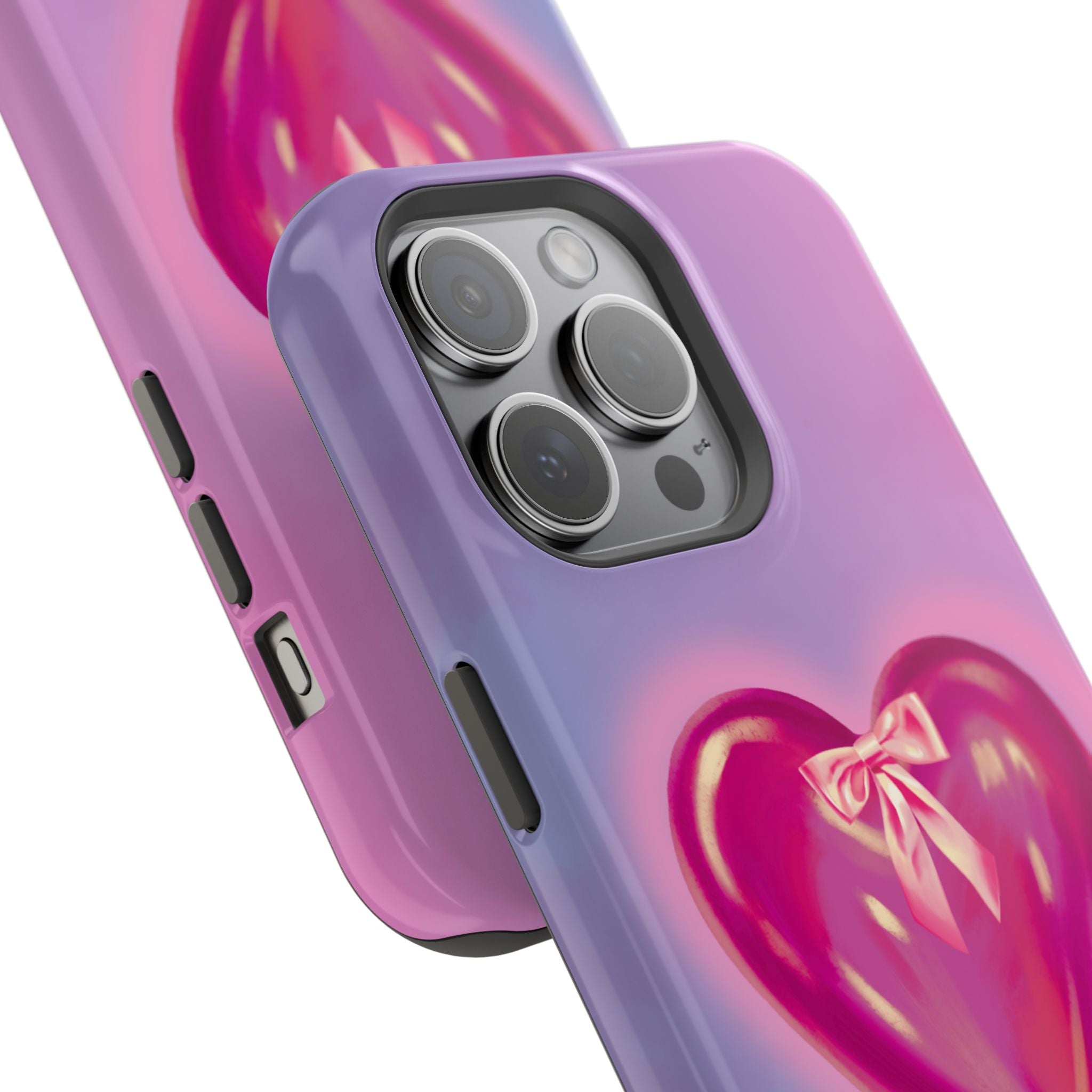 Magnetic Impact-Resistant Case — Pink Shiny Heart Phone Cover