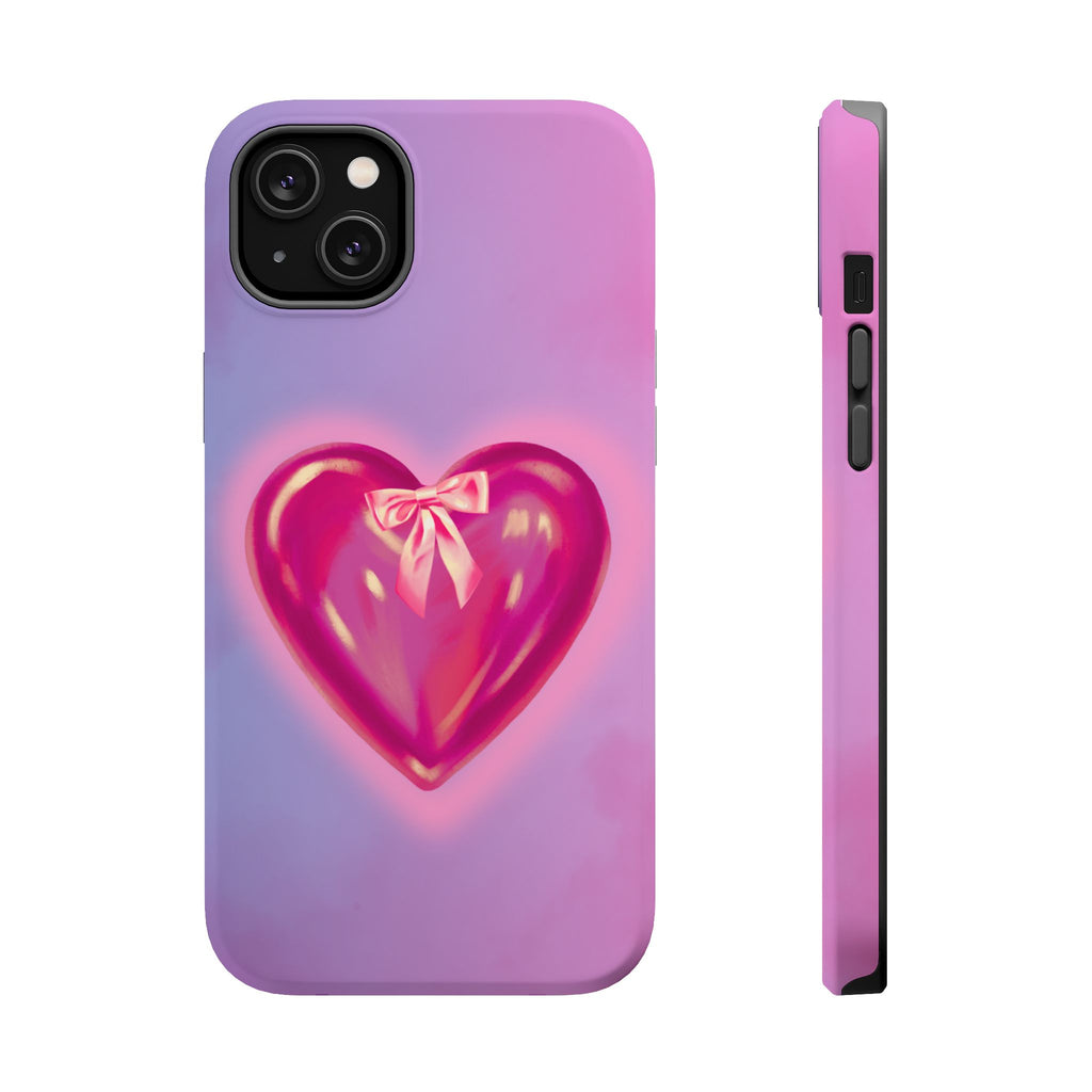 Magnetic Impact-Resistant Case — Pink Shiny Heart Phone Cover