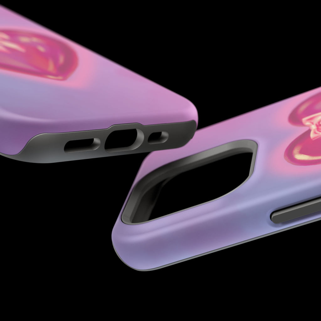 Magnetic Impact-Resistant Case — Pink Shiny Heart Phone Cover