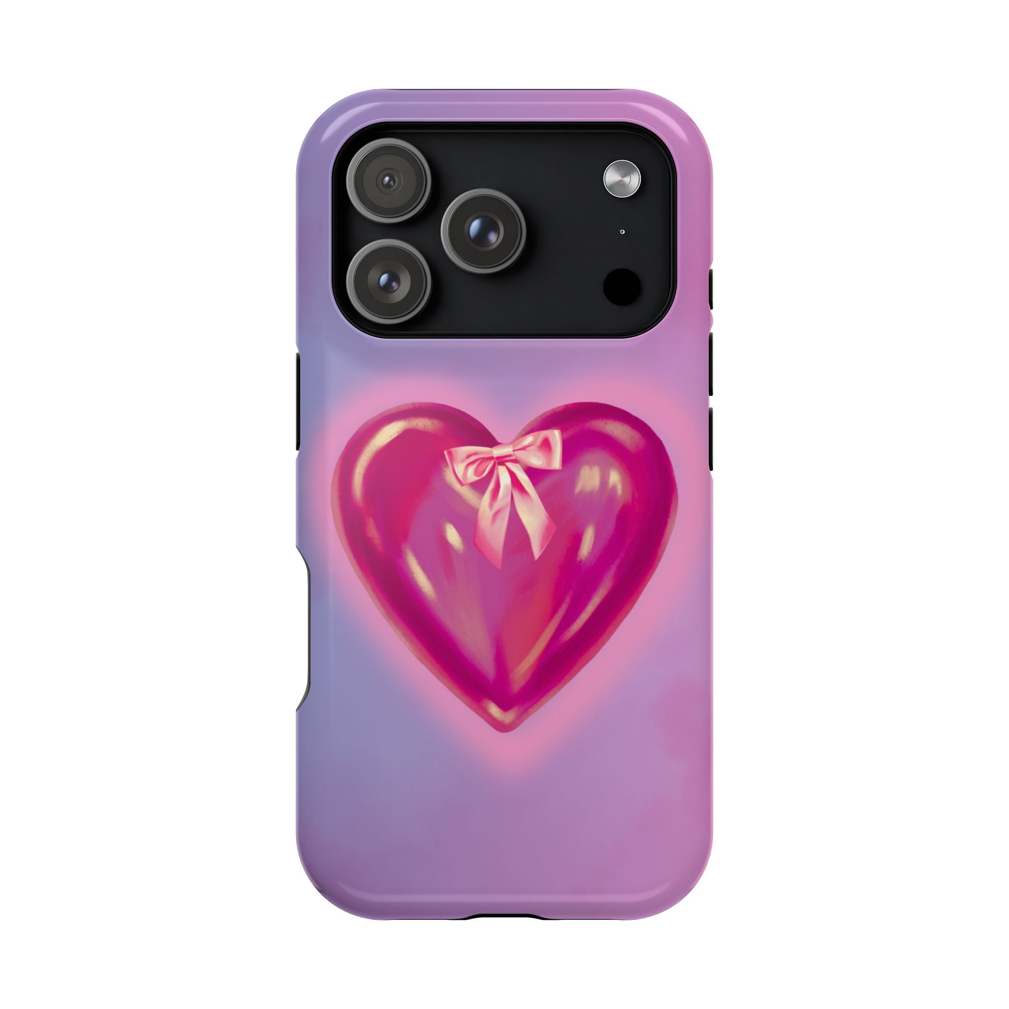 Magnetic Impact-Resistant Case — Pink Shiny Heart Phone Cover