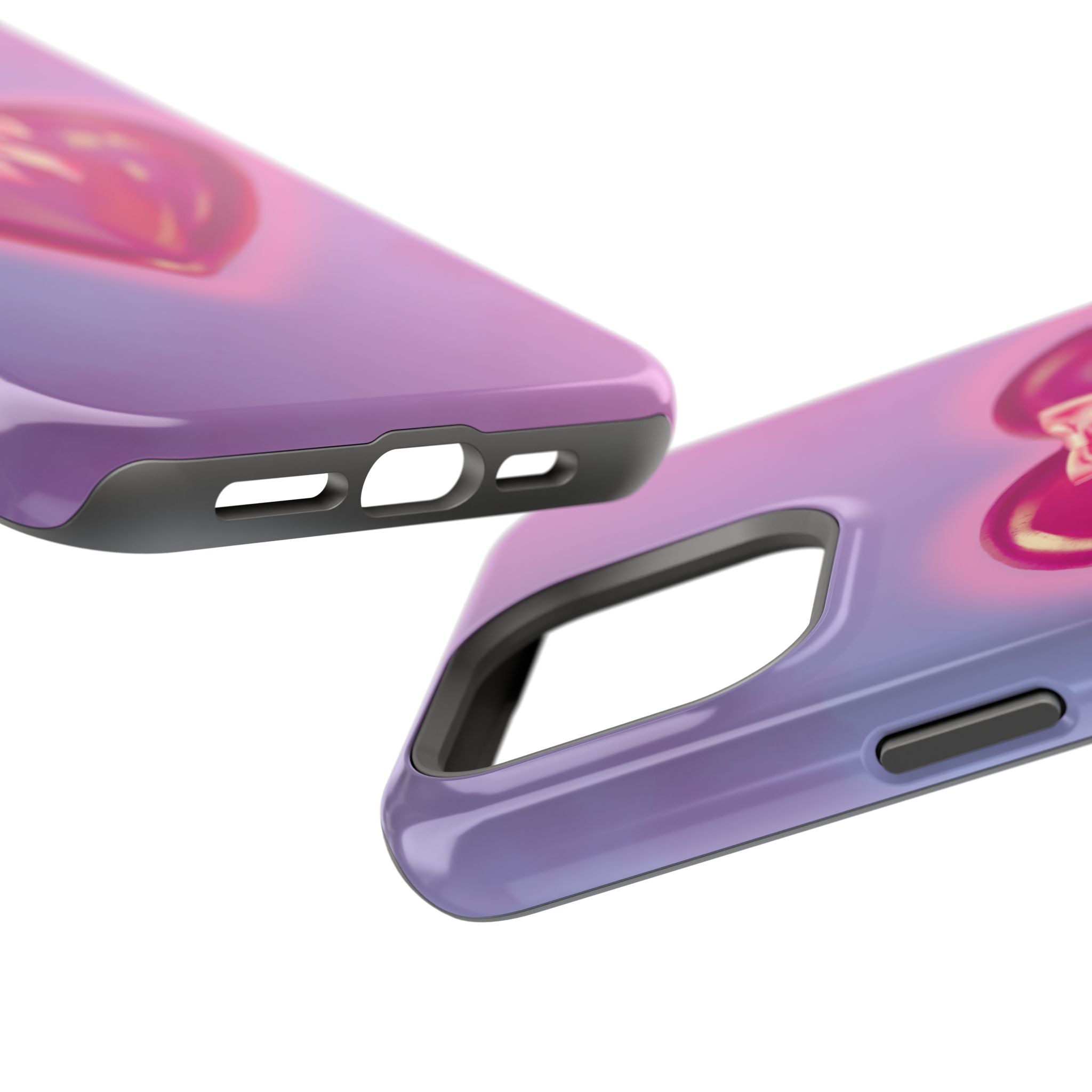 Magnetic Impact-Resistant Case — Pink Shiny Heart Phone Cover