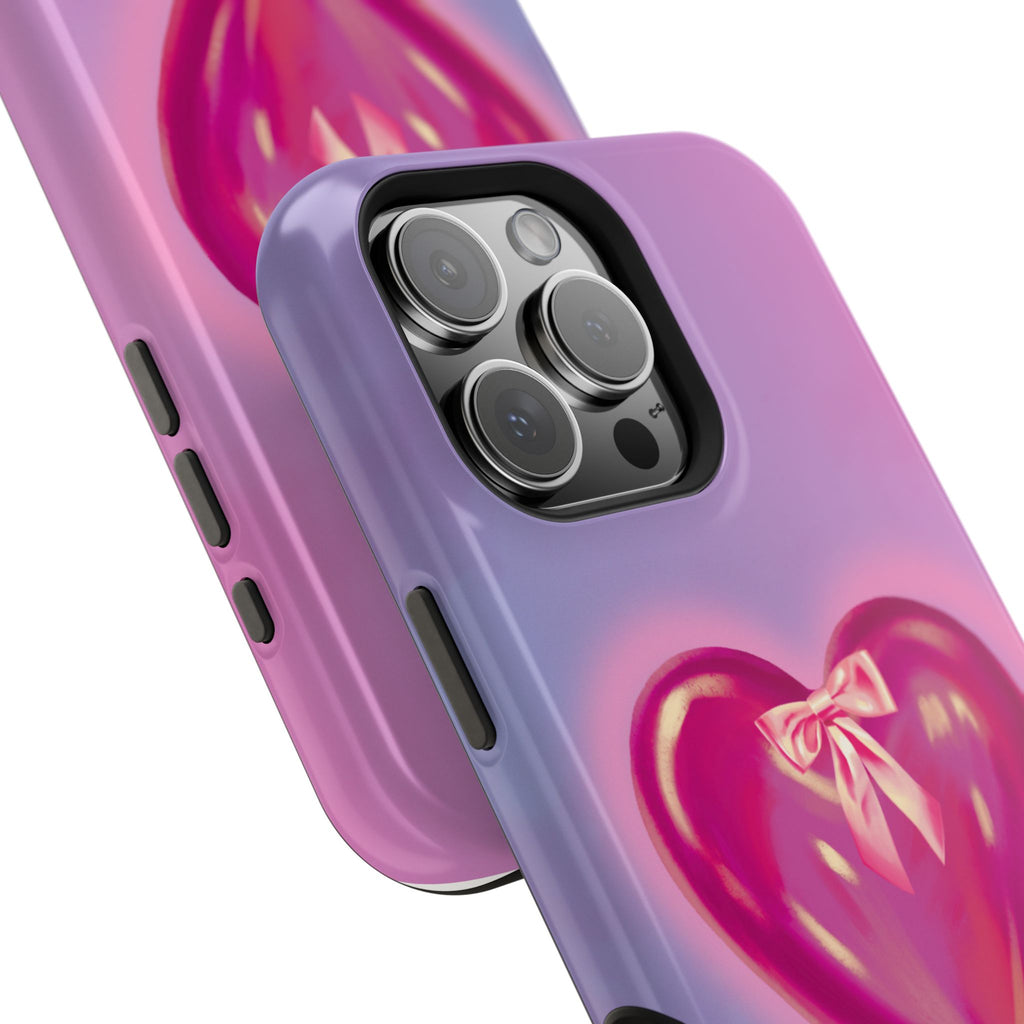Magnetic Impact-Resistant Case — Pink Shiny Heart Phone Cover