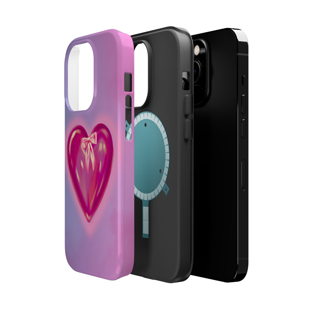 Magnetic Impact-Resistant Case — Pink Shiny Heart Phone Cover