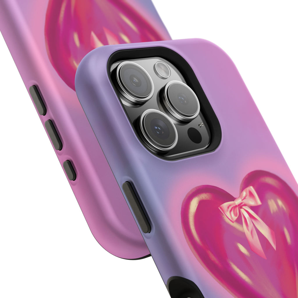 Magnetic Impact-Resistant Case — Pink Shiny Heart Phone Cover