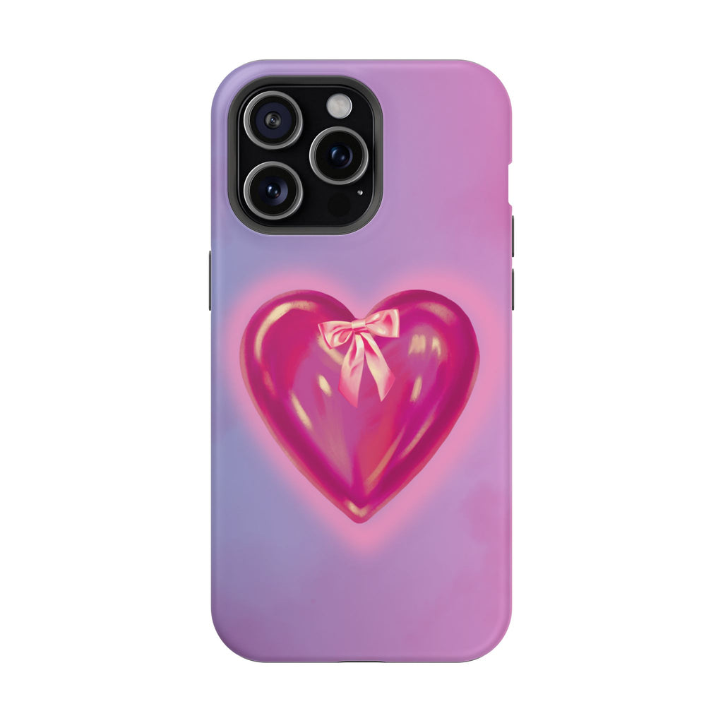 Magnetic Impact-Resistant Case — Pink Shiny Heart Phone Cover