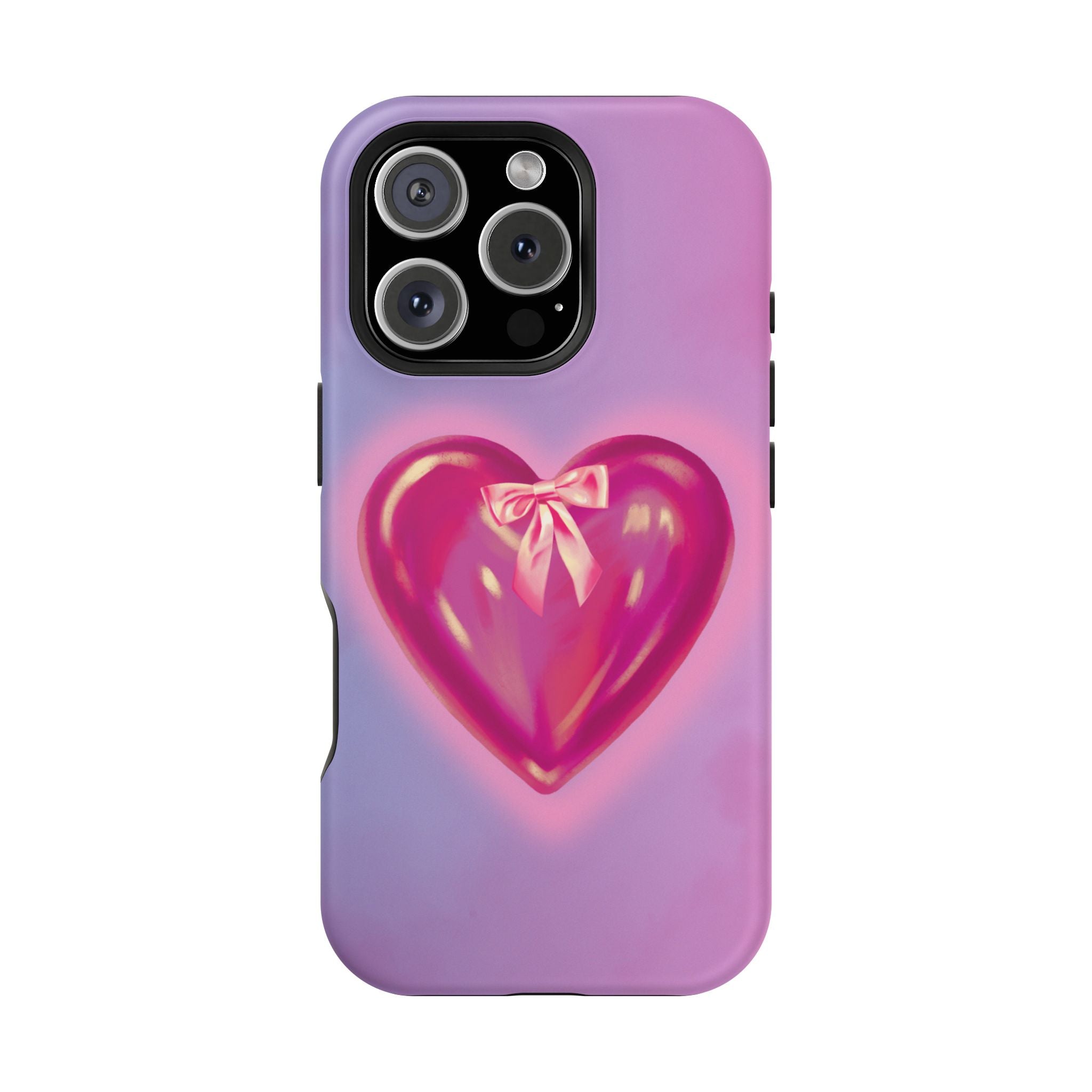 Magnetic Impact-Resistant Case — Pink Shiny Heart Phone Cover