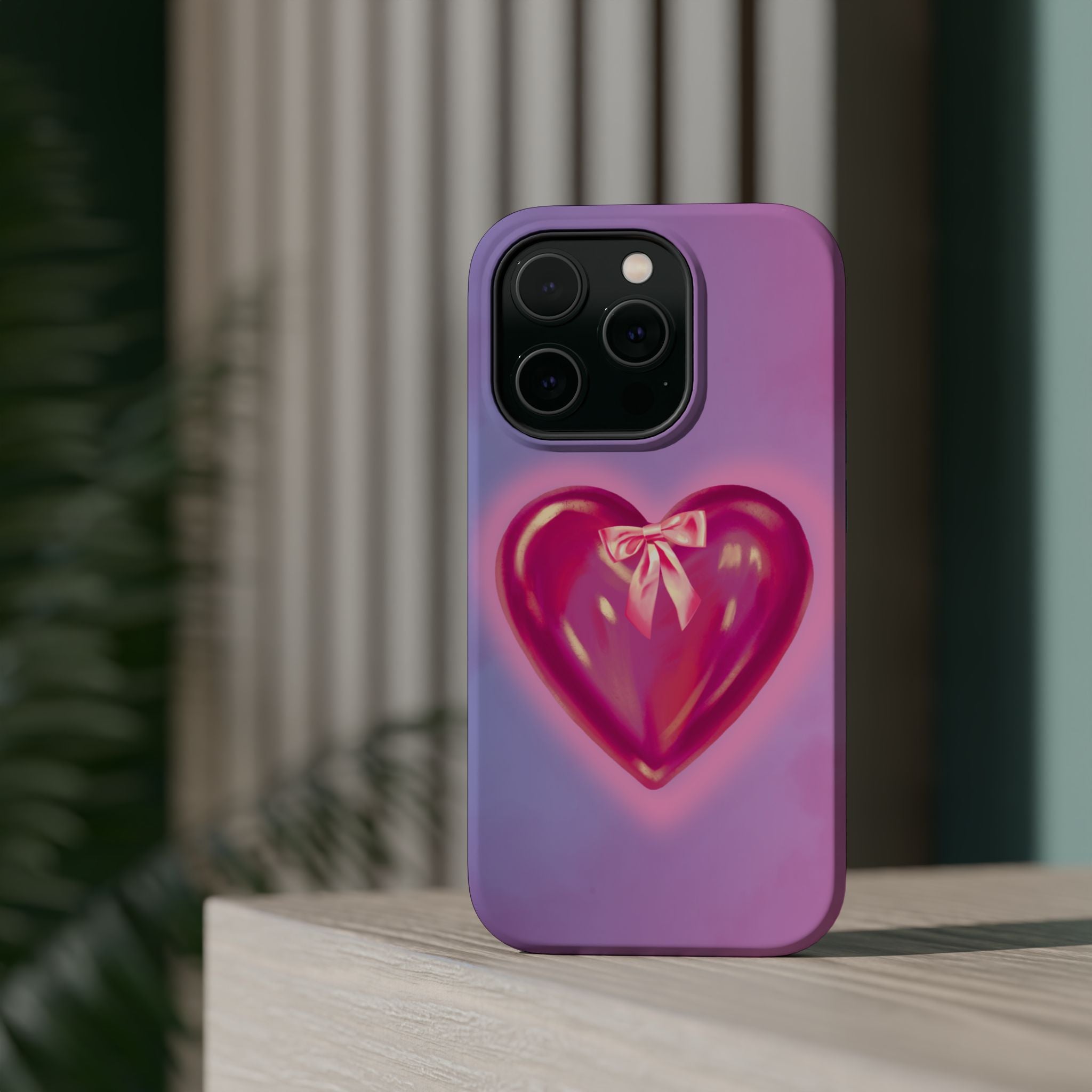 Magnetic Impact-Resistant Case — Pink Shiny Heart Phone Cover