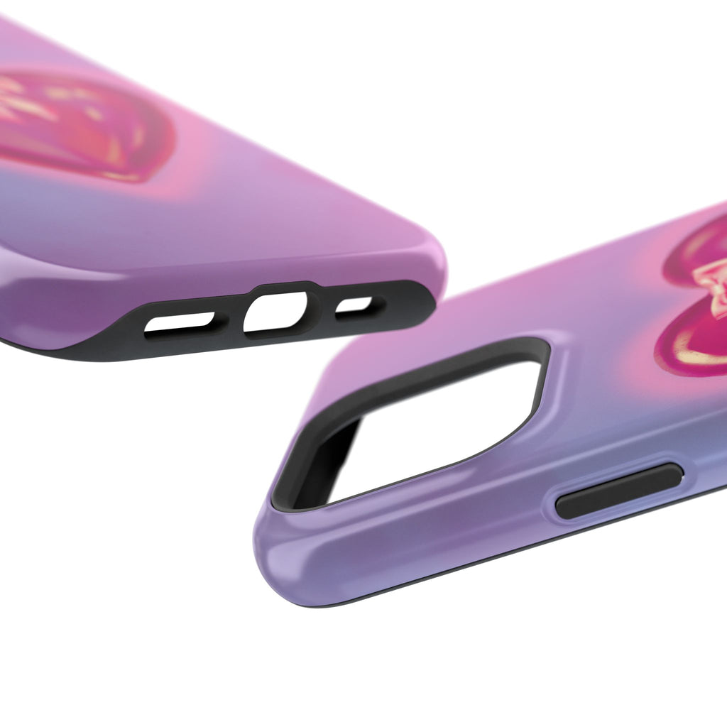 Magnetic Impact-Resistant Case — Pink Shiny Heart Phone Cover
