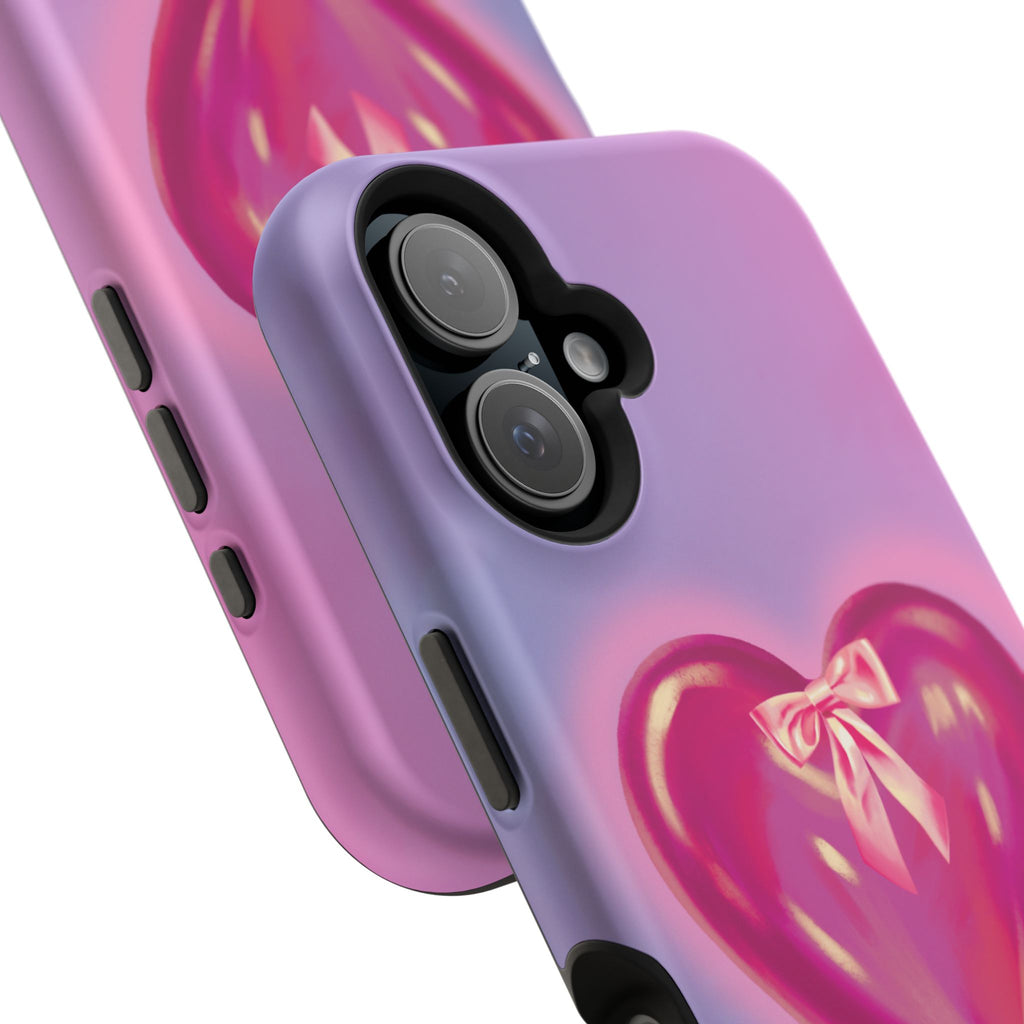 Magnetic Impact-Resistant Case — Pink Shiny Heart Phone Cover