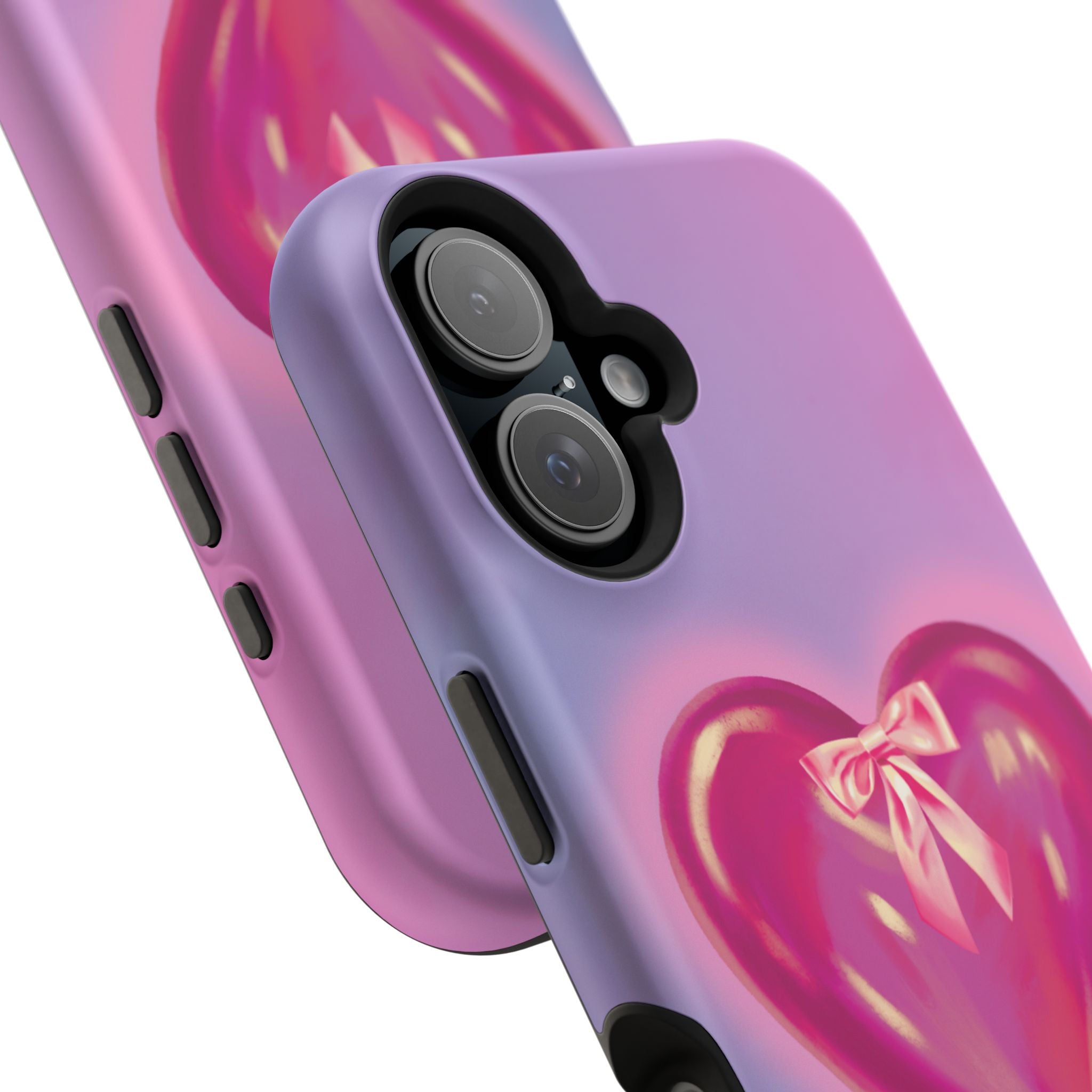 Magnetic Impact-Resistant Case — Pink Shiny Heart Phone Cover