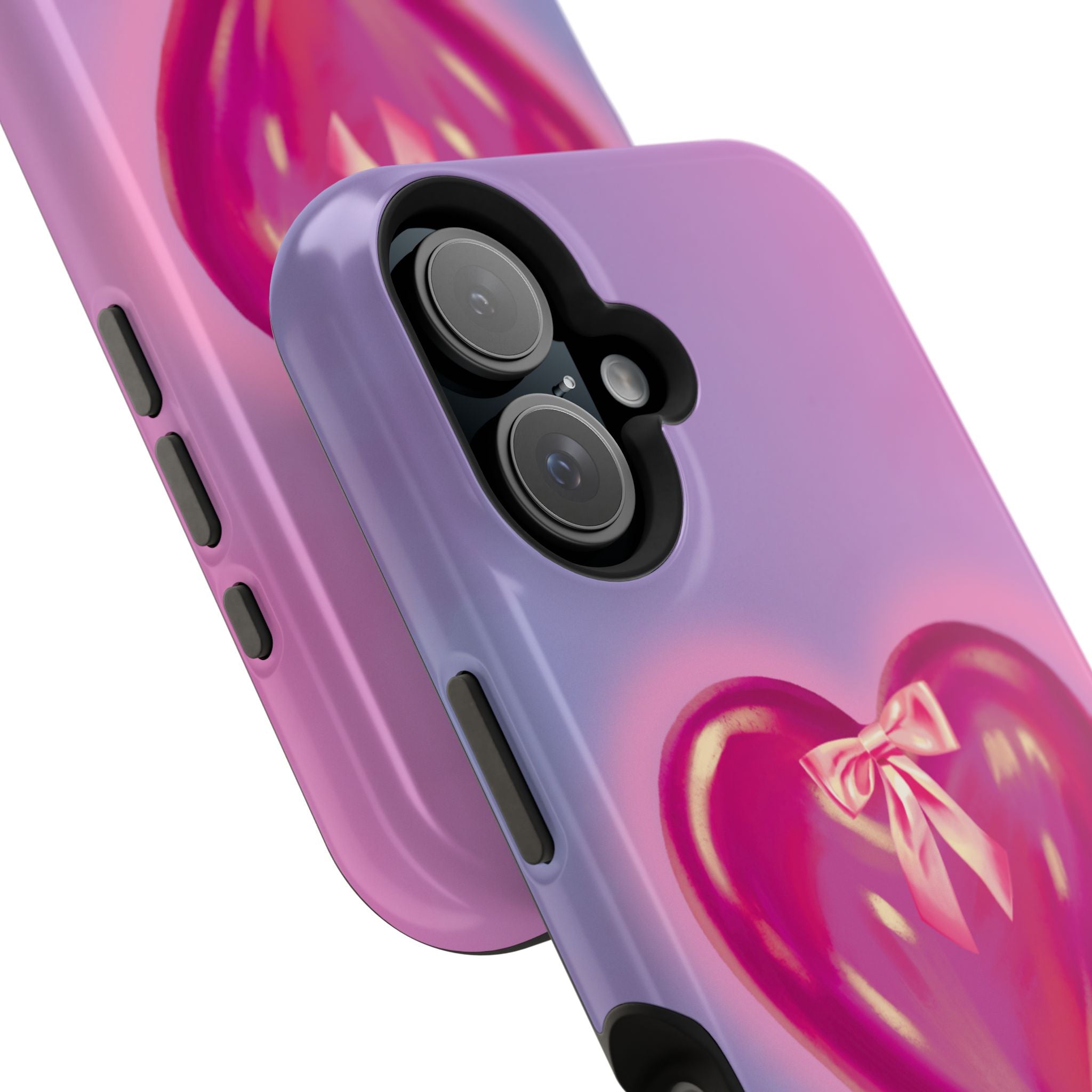 Magnetic Impact-Resistant Case — Pink Shiny Heart Phone Cover