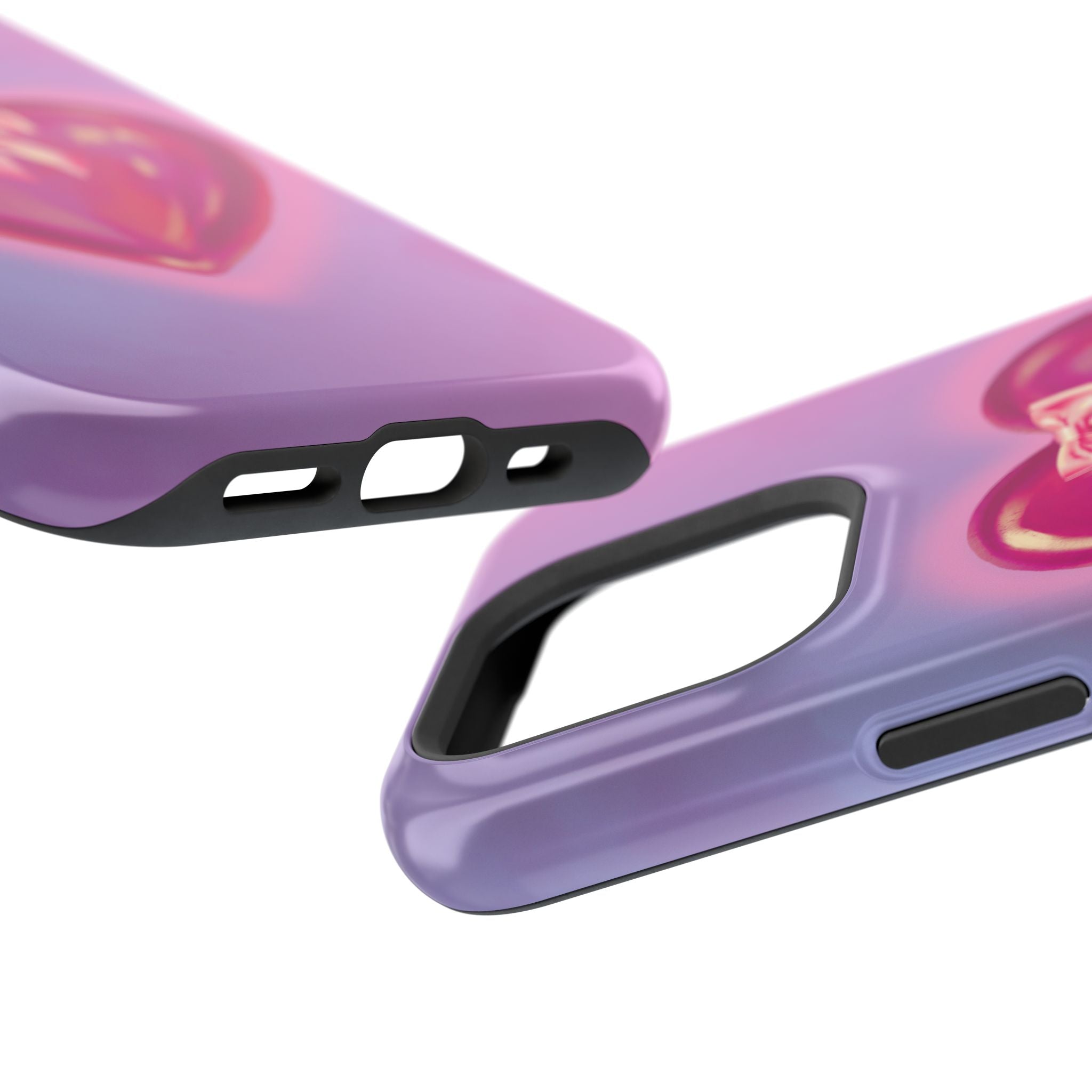 Magnetic Impact-Resistant Case — Pink Shiny Heart Phone Cover