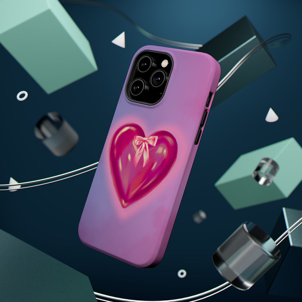 Magnetic Impact-Resistant Case — Pink Shiny Heart Phone Cover
