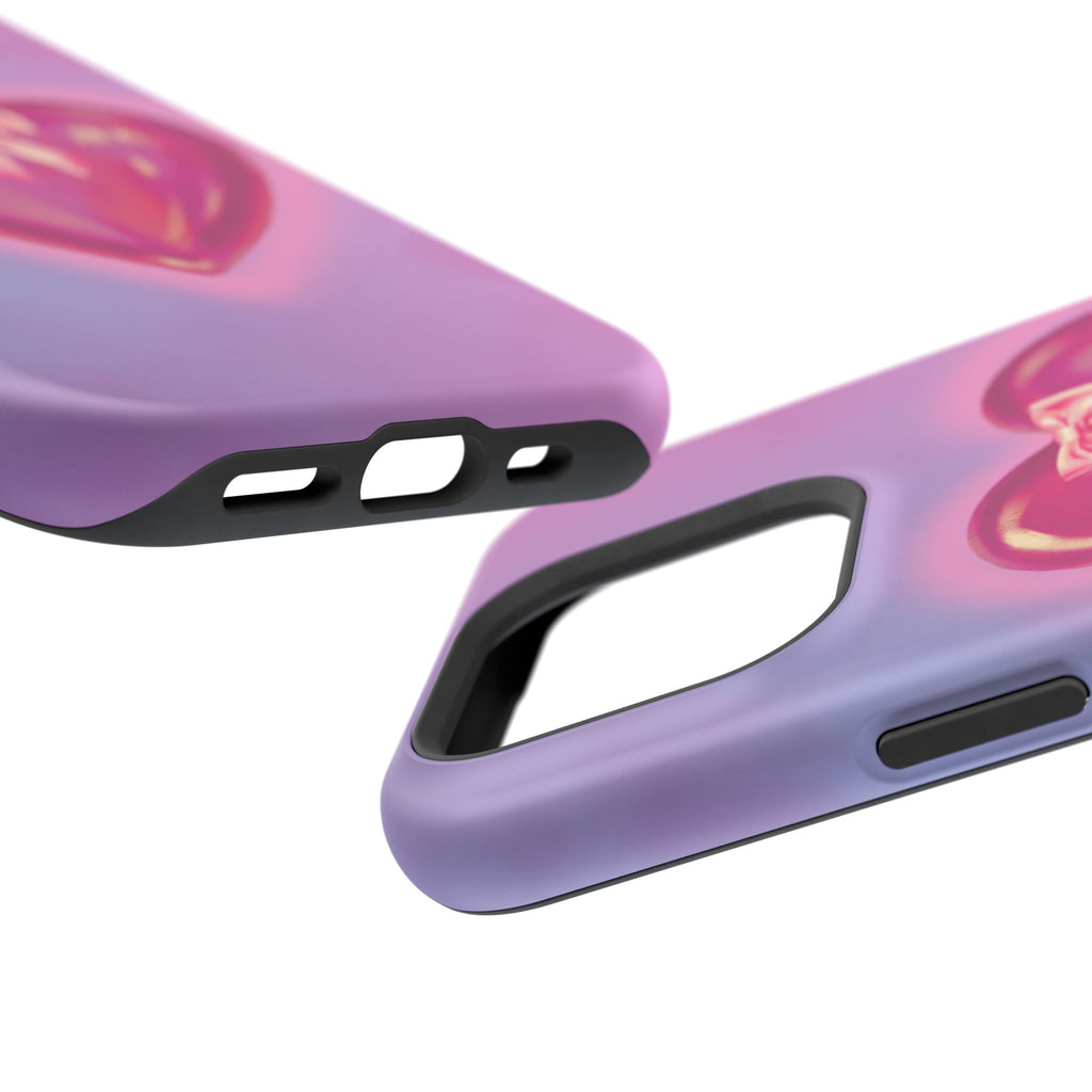 Magnetic Impact-Resistant Case — Pink Shiny Heart Phone Cover