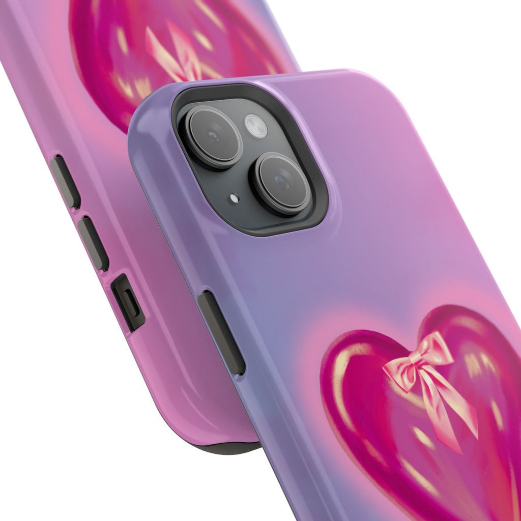 Magnetic Impact-Resistant Case — Pink Shiny Heart Phone Cover