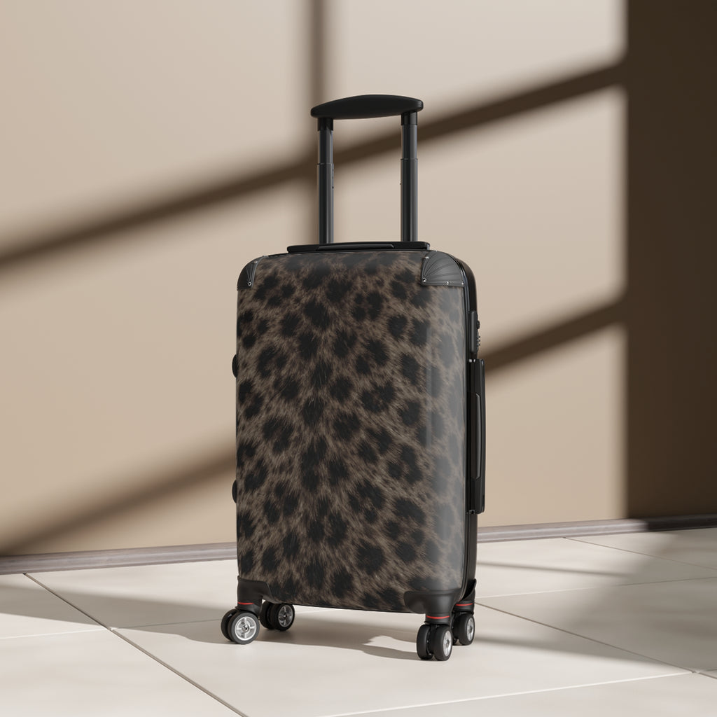 Purple Leopard Print Suitcase — Women's Carry-On Luggage, Bold Animal Print Travel Case