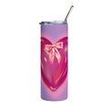 20oz Heart Bow Tumbler — Pink Ribbon Heart Stainless Steel Travel Cup