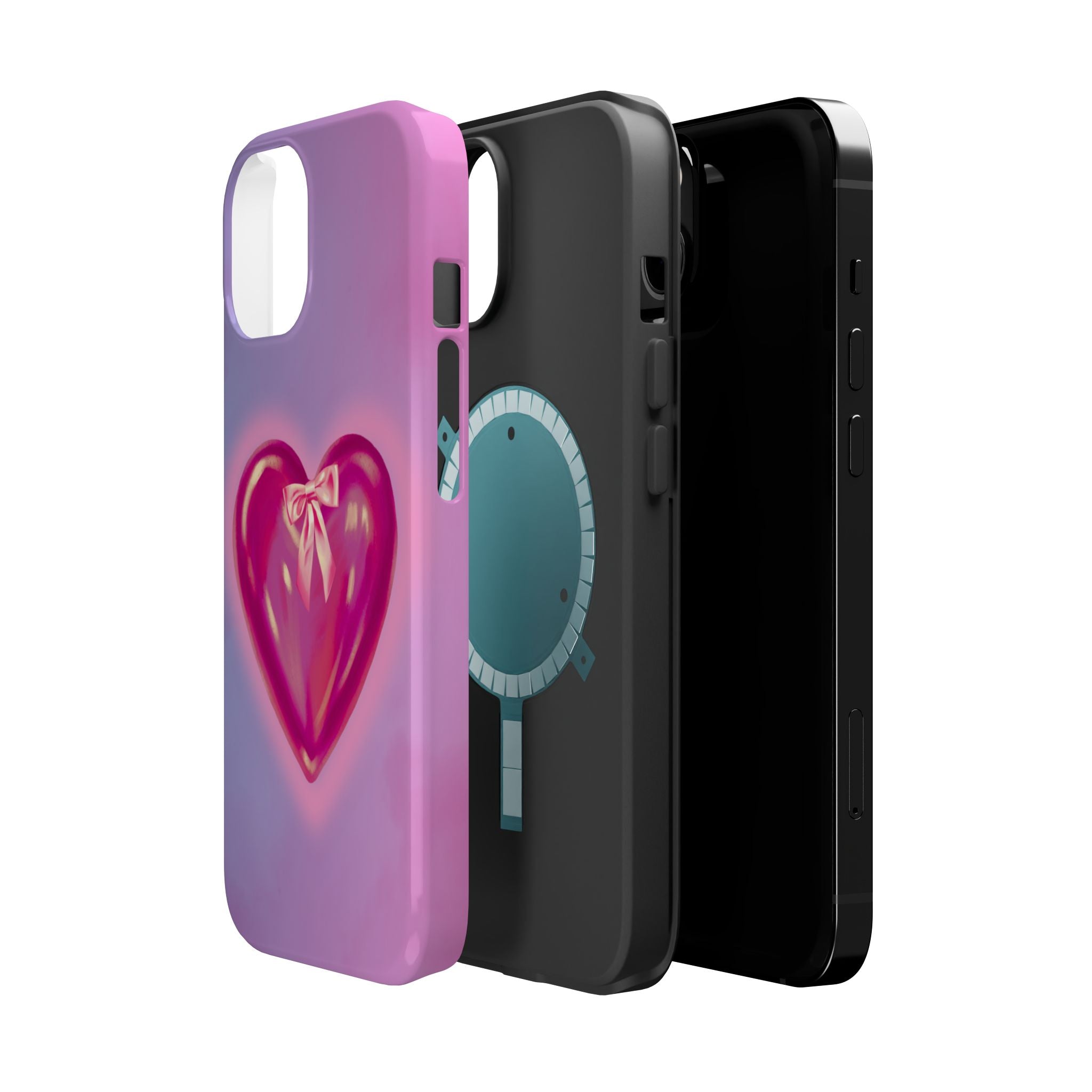 Magnetic Impact-Resistant Case — Pink Shiny Heart Phone Cover