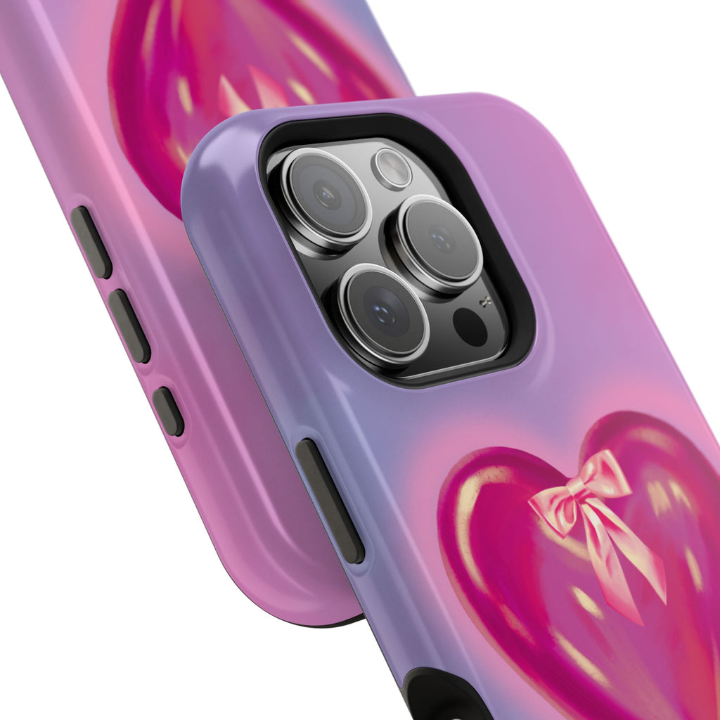 Magnetic Impact-Resistant Case — Pink Shiny Heart Phone Cover