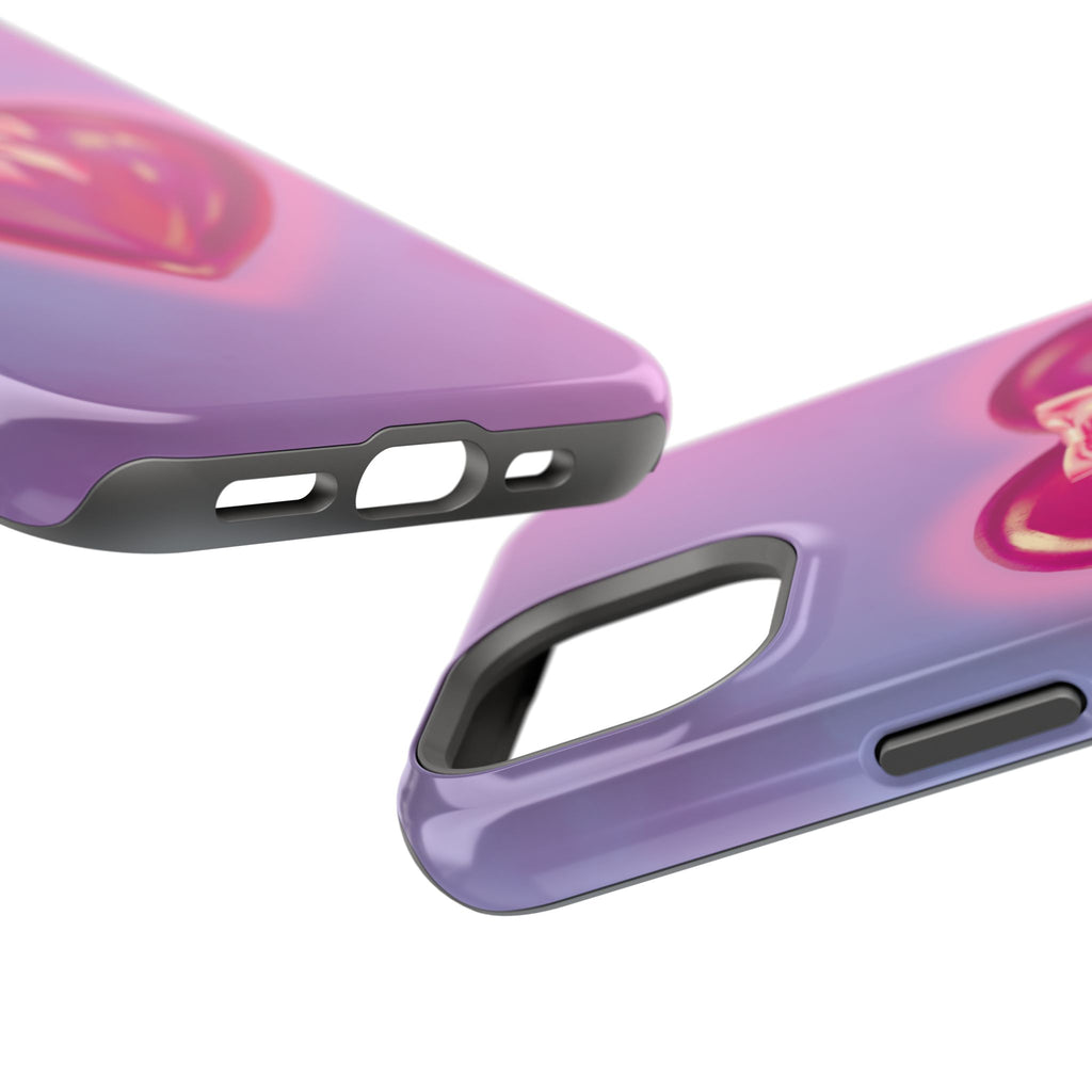 Magnetic Impact-Resistant Case — Pink Shiny Heart Phone Cover