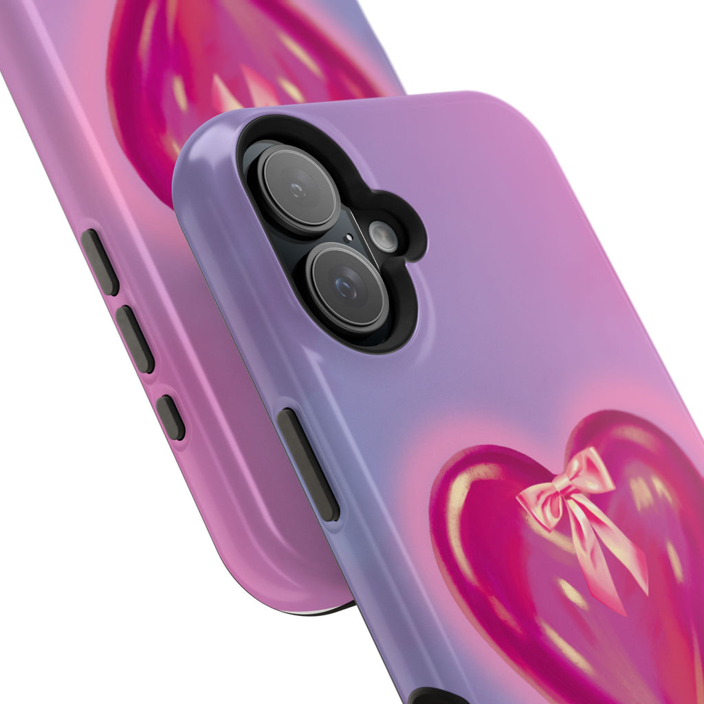 Magnetic Impact-Resistant Case — Pink Shiny Heart Phone Cover