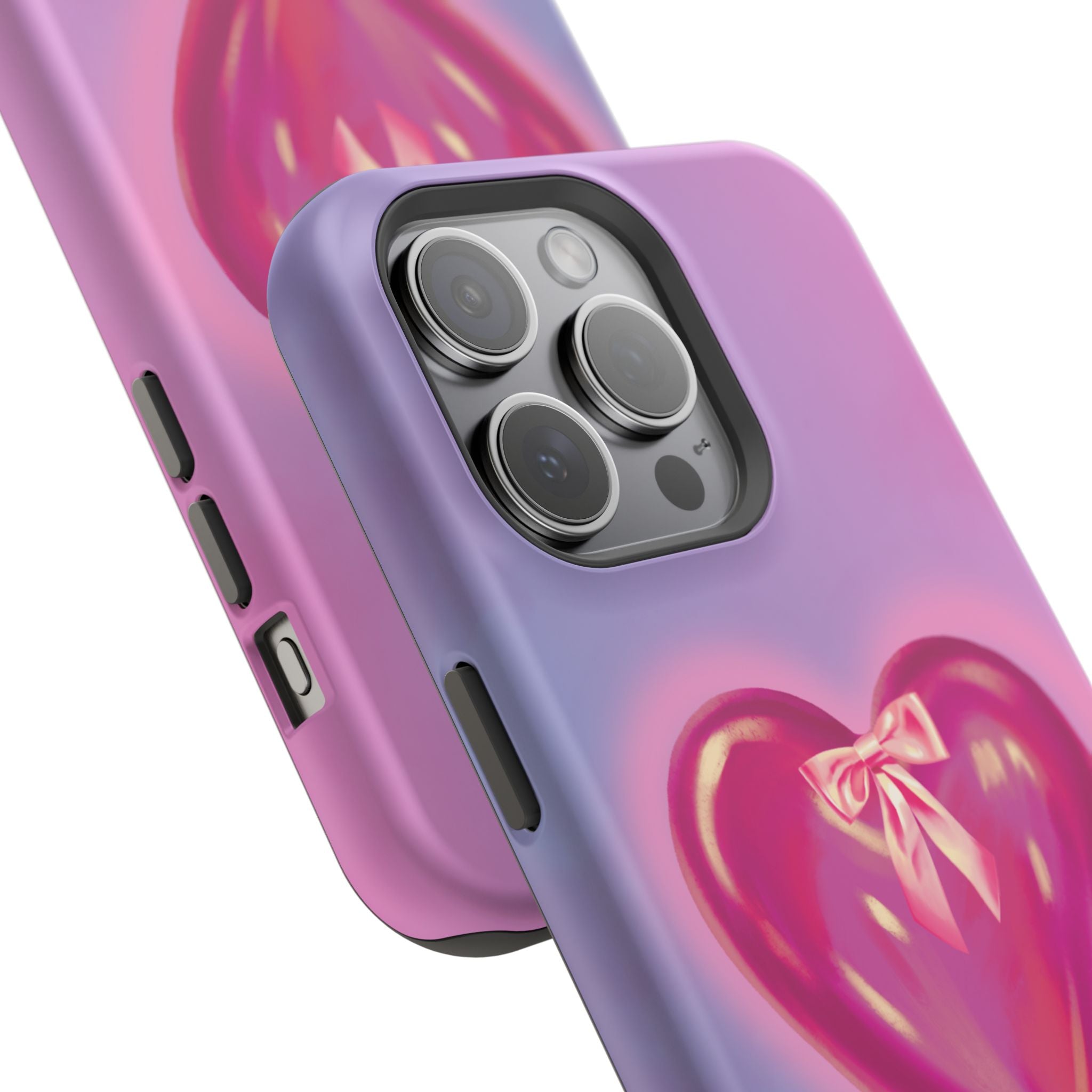Magnetic Impact-Resistant Case — Pink Shiny Heart Phone Cover