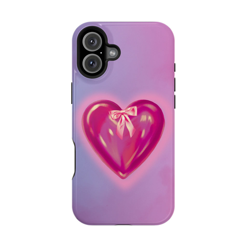 Magnetic Impact-Resistant Case — Pink Shiny Heart Phone Cover