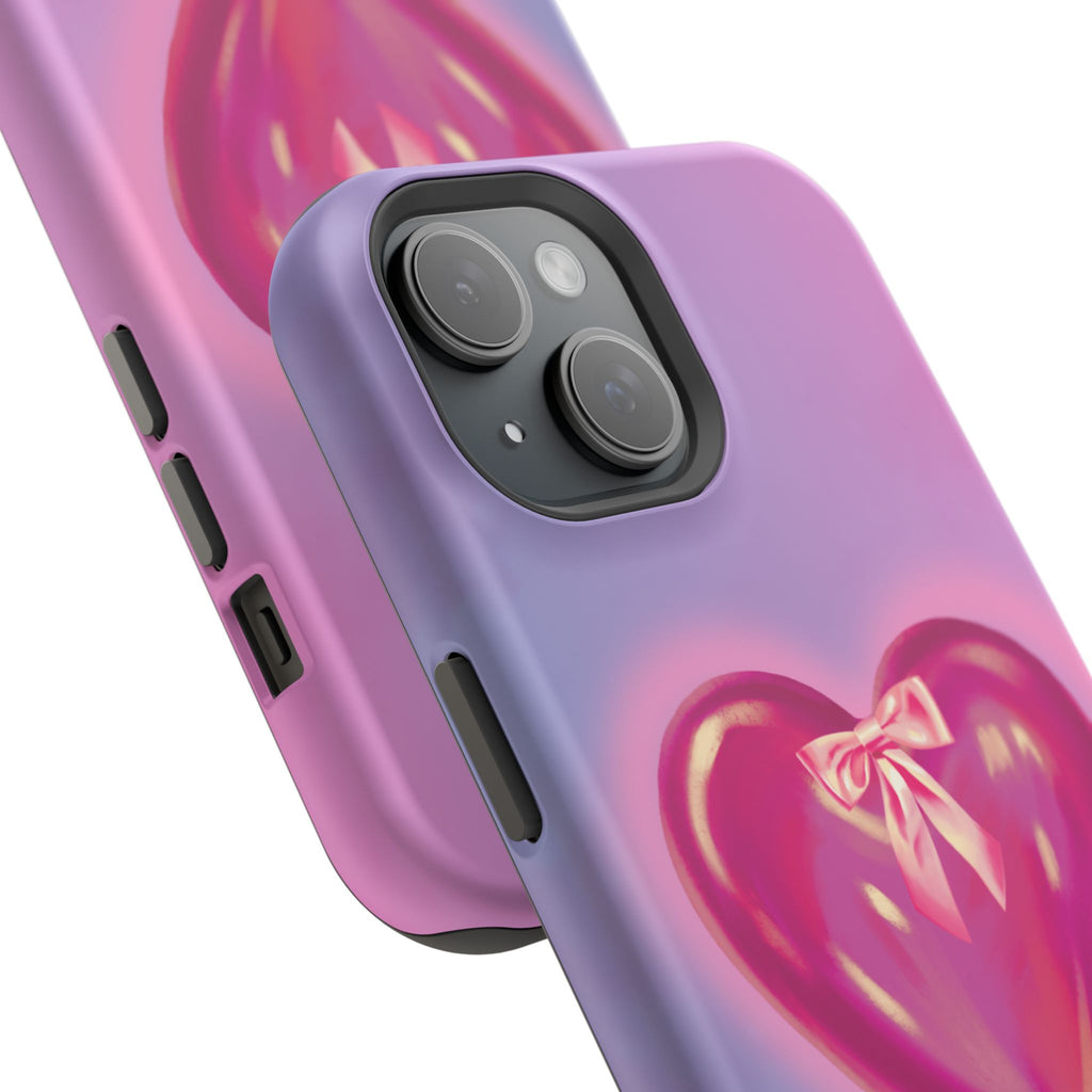 Magnetic Impact-Resistant Case — Pink Shiny Heart Phone Cover
