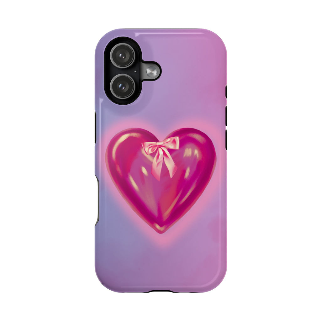 Magnetic Impact-Resistant Case — Pink Shiny Heart Phone Cover
