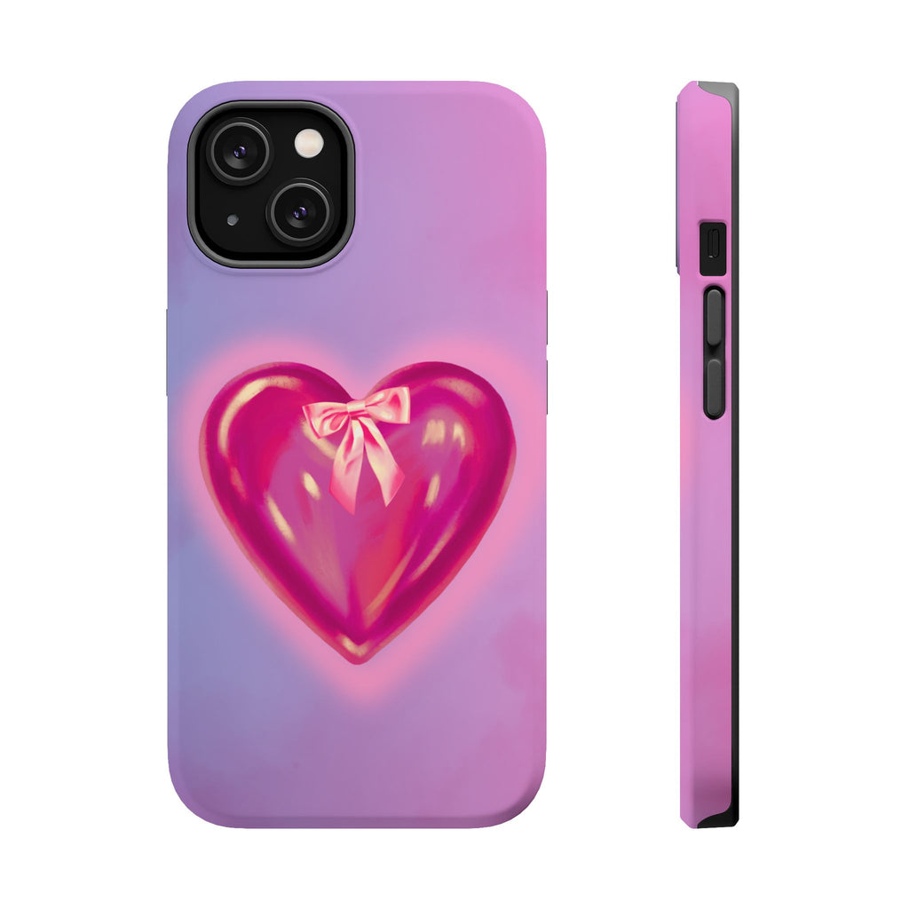 Magnetic Impact-Resistant Case — Pink Shiny Heart Phone Cover