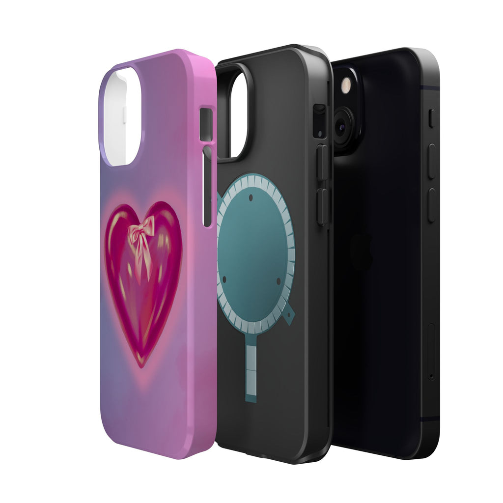 Magnetic Impact-Resistant Case — Pink Shiny Heart Phone Cover