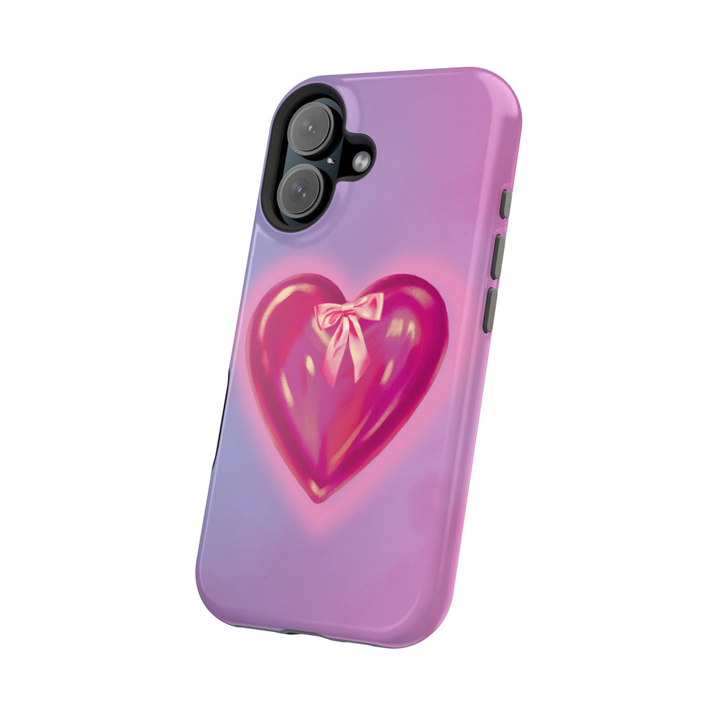 Magnetic Impact-Resistant Case — Pink Shiny Heart Phone Cover