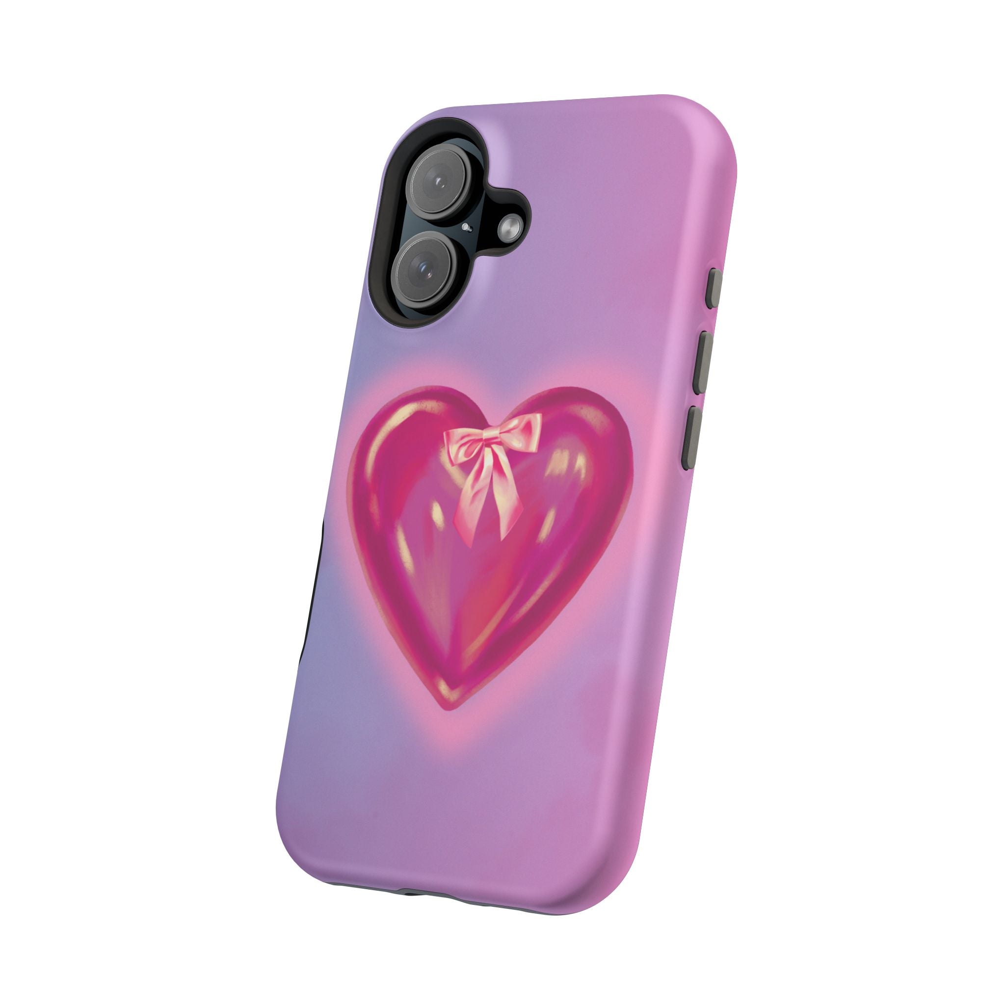 Magnetic Impact-Resistant Case — Pink Shiny Heart Phone Cover